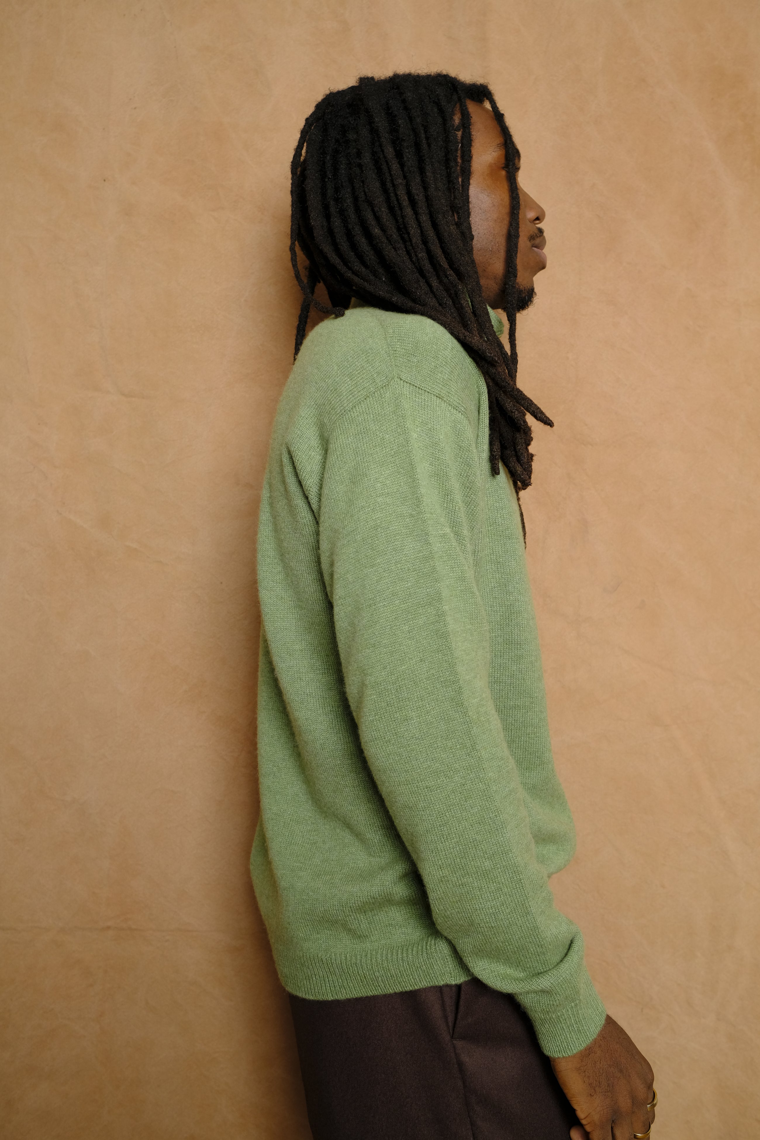 perlman zip up in chai mercerized wool/cashmere blend