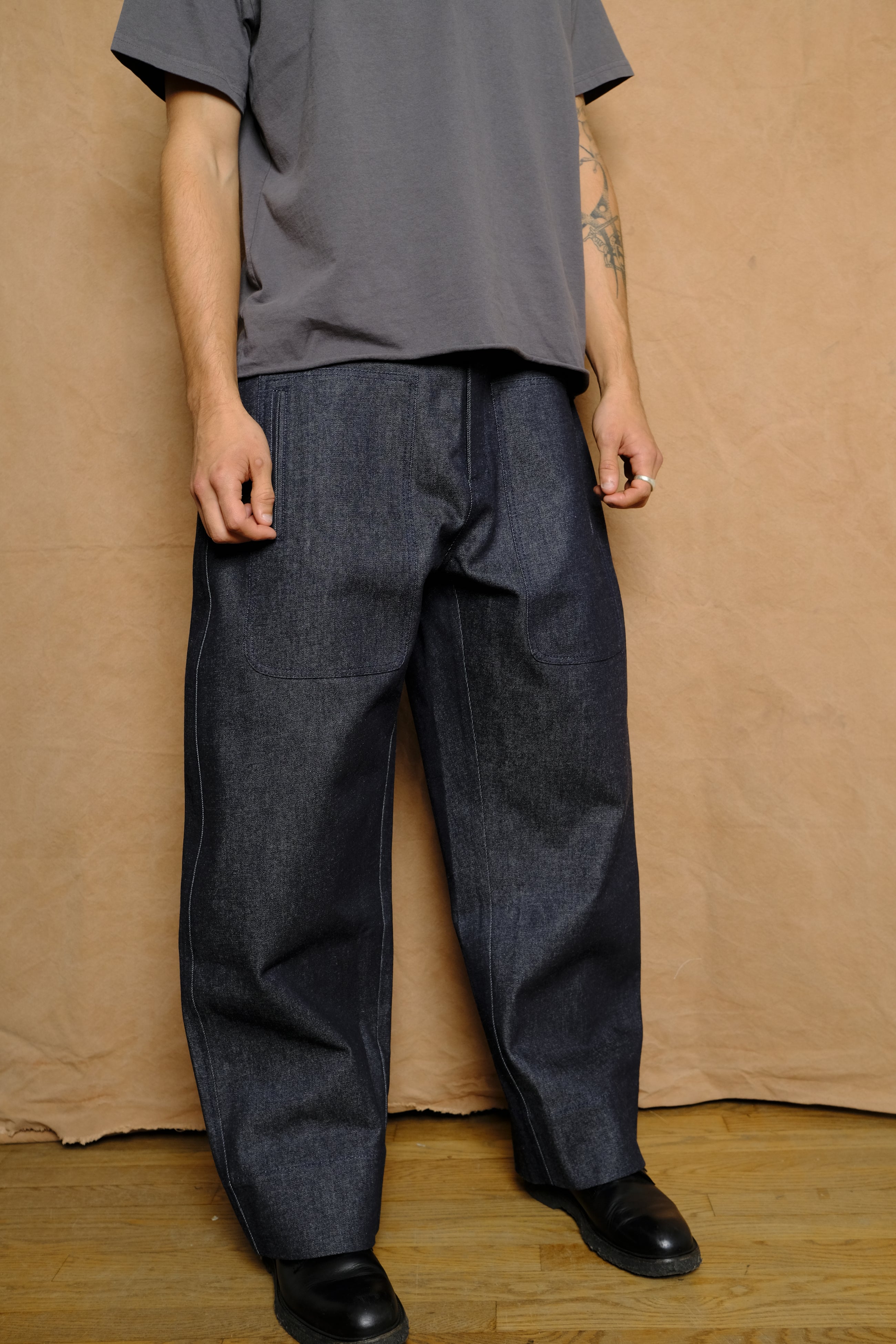 the detroit II trouser in indigo cotton denim