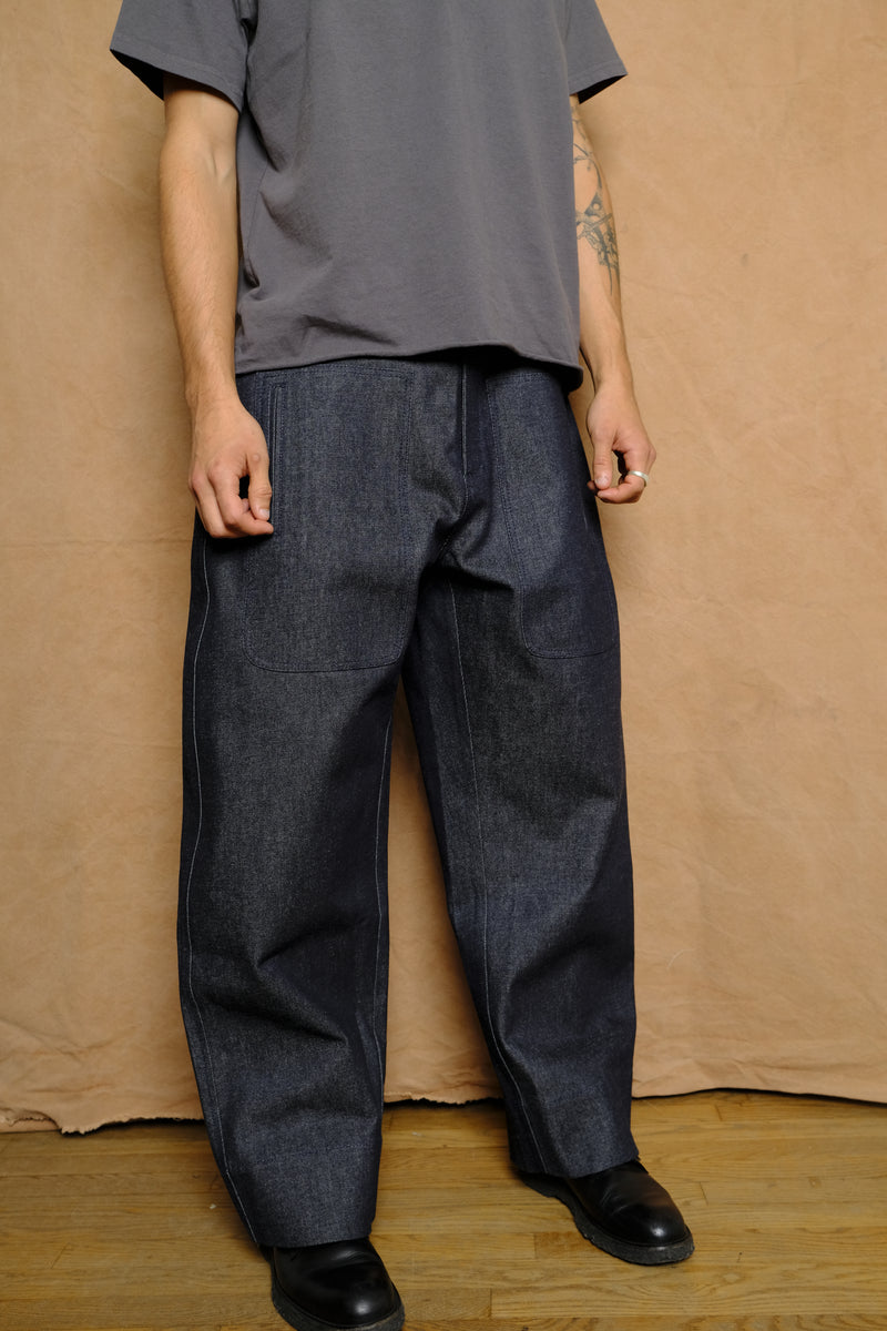 the detroit II trouser in indigo cotton denim