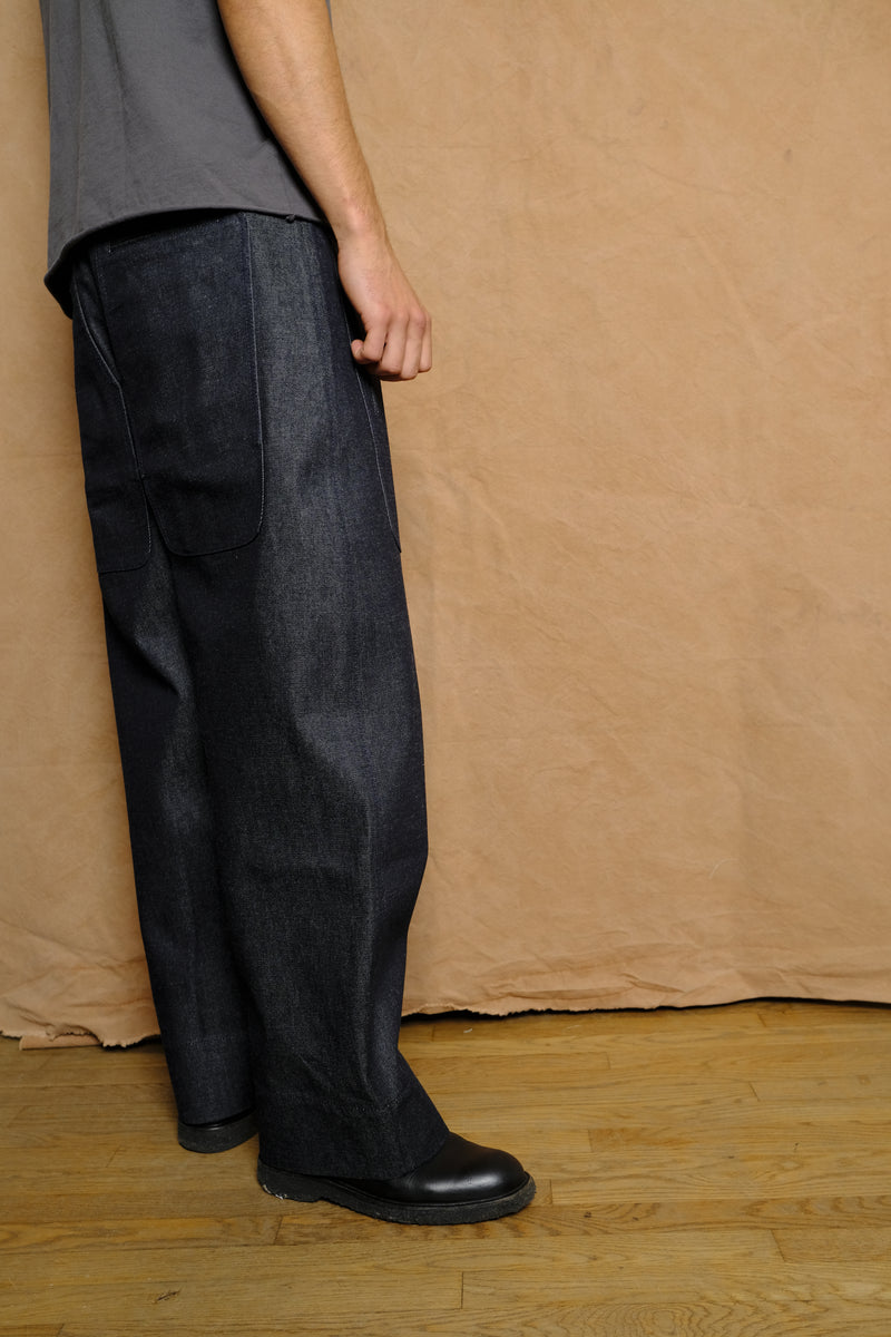 the detroit II trouser in indigo cotton denim