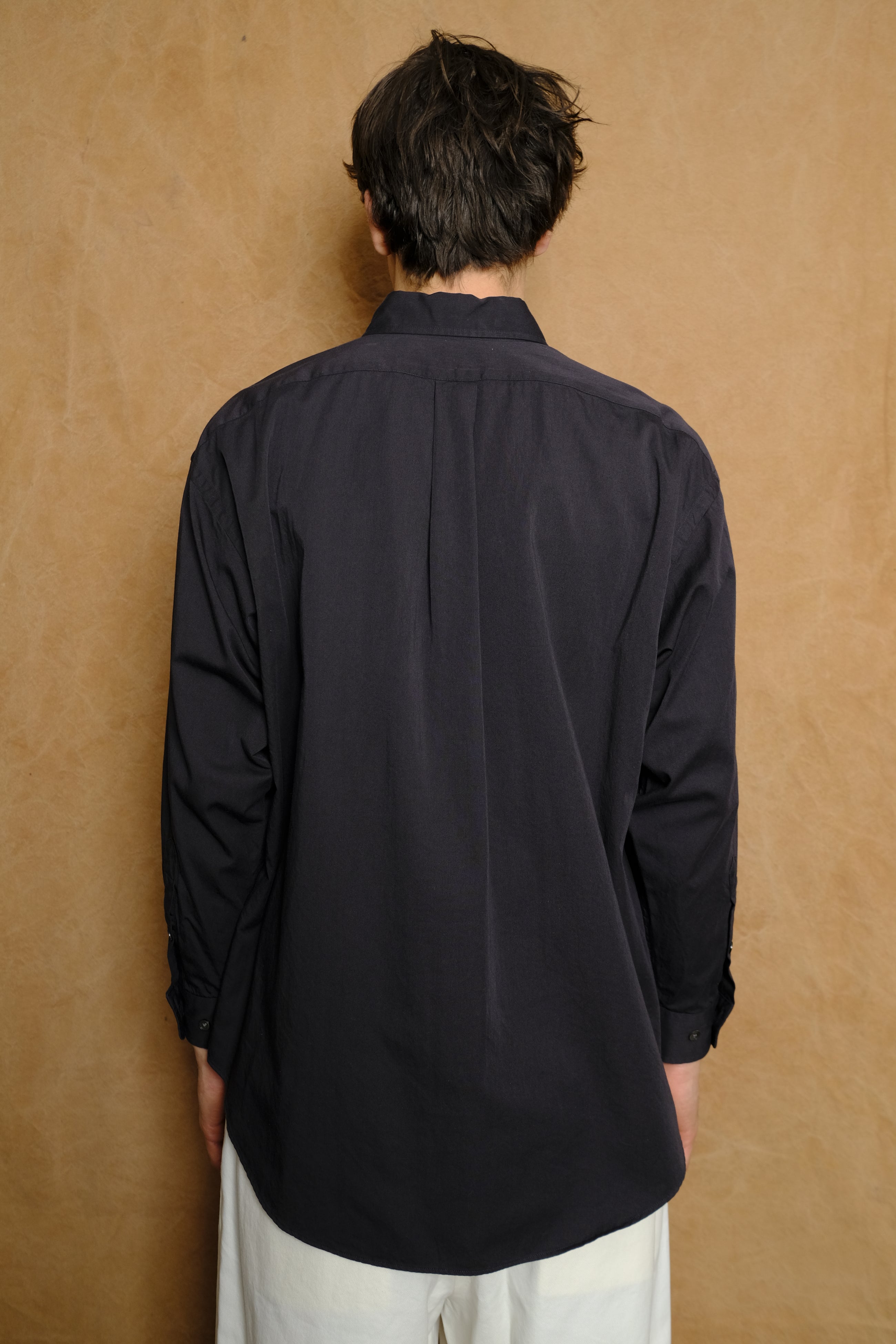 organic cotton washer satin shirt in navy