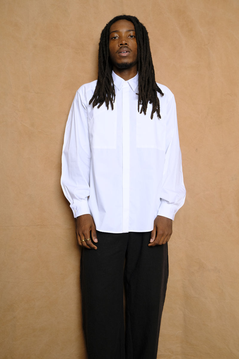 the montana shirt in white cotton poplin