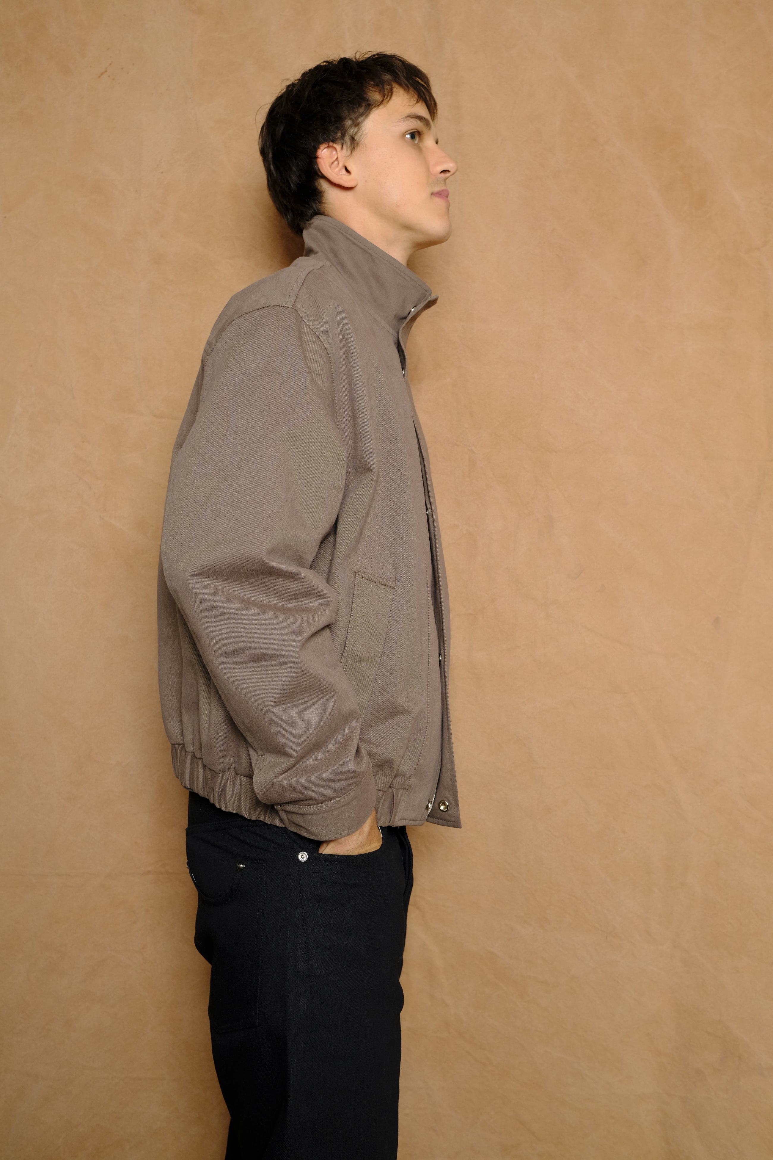 bomber in tan cotton