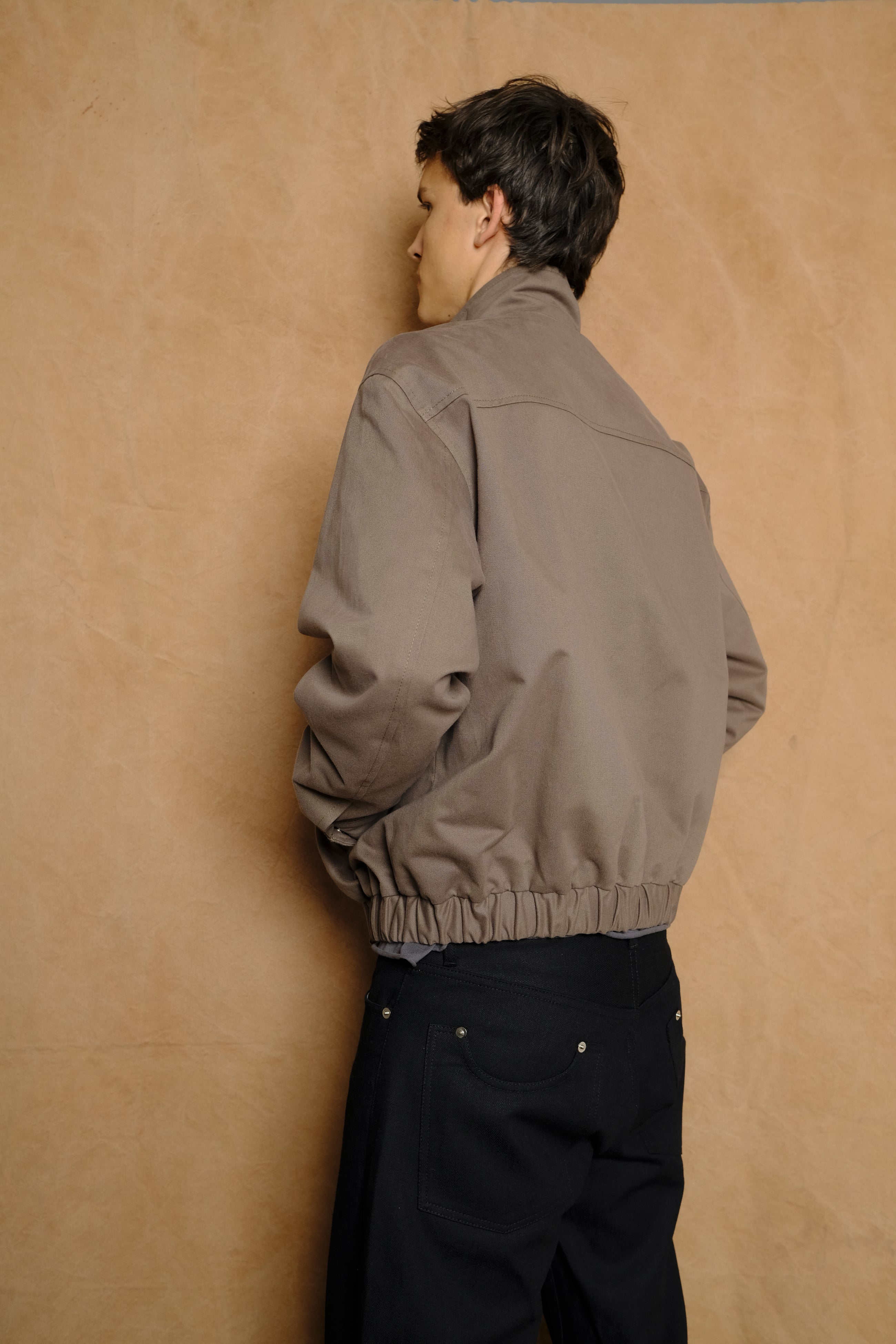 bomber in tan cotton