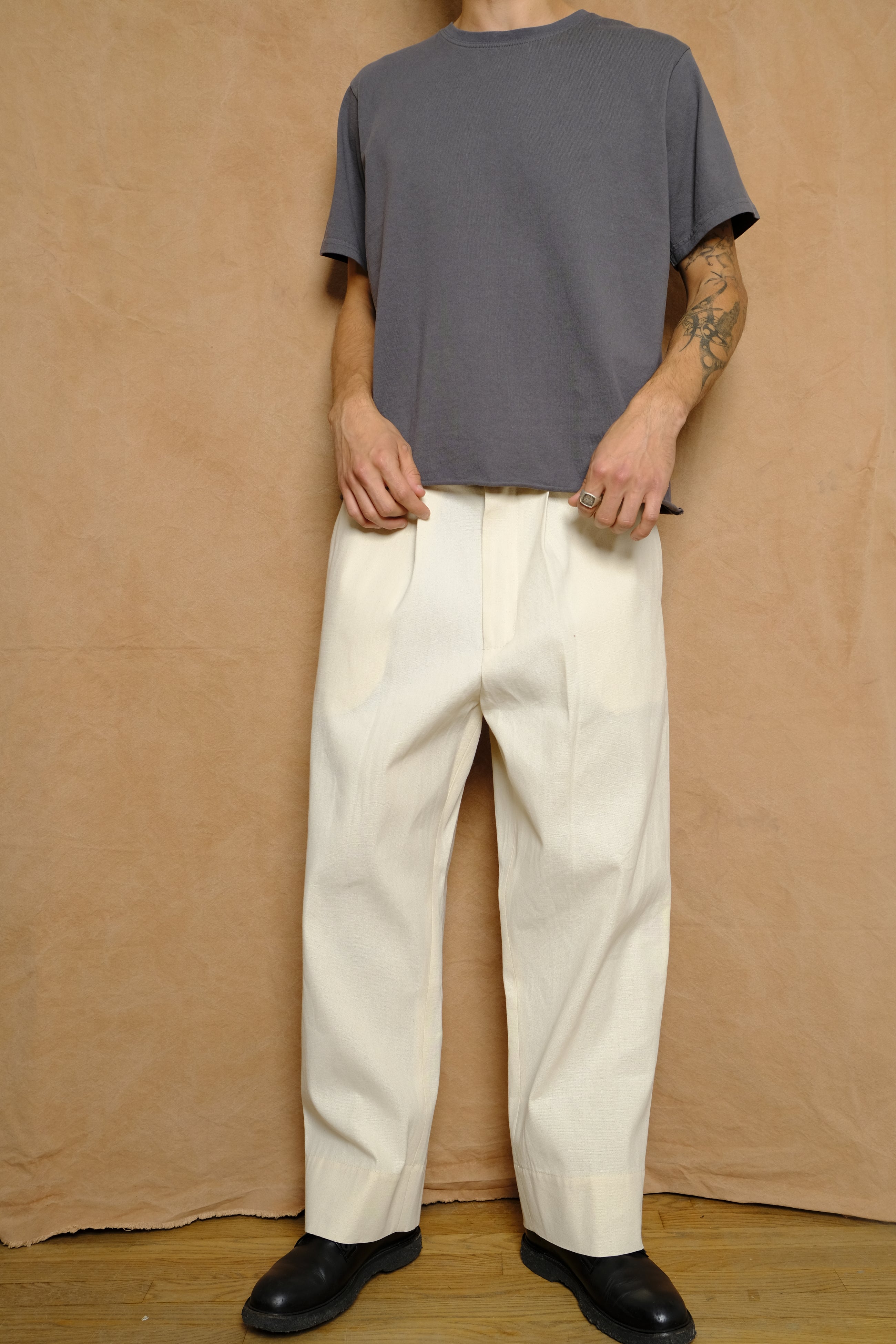 the hurt II trouser in natural heavy weight cotton canvas