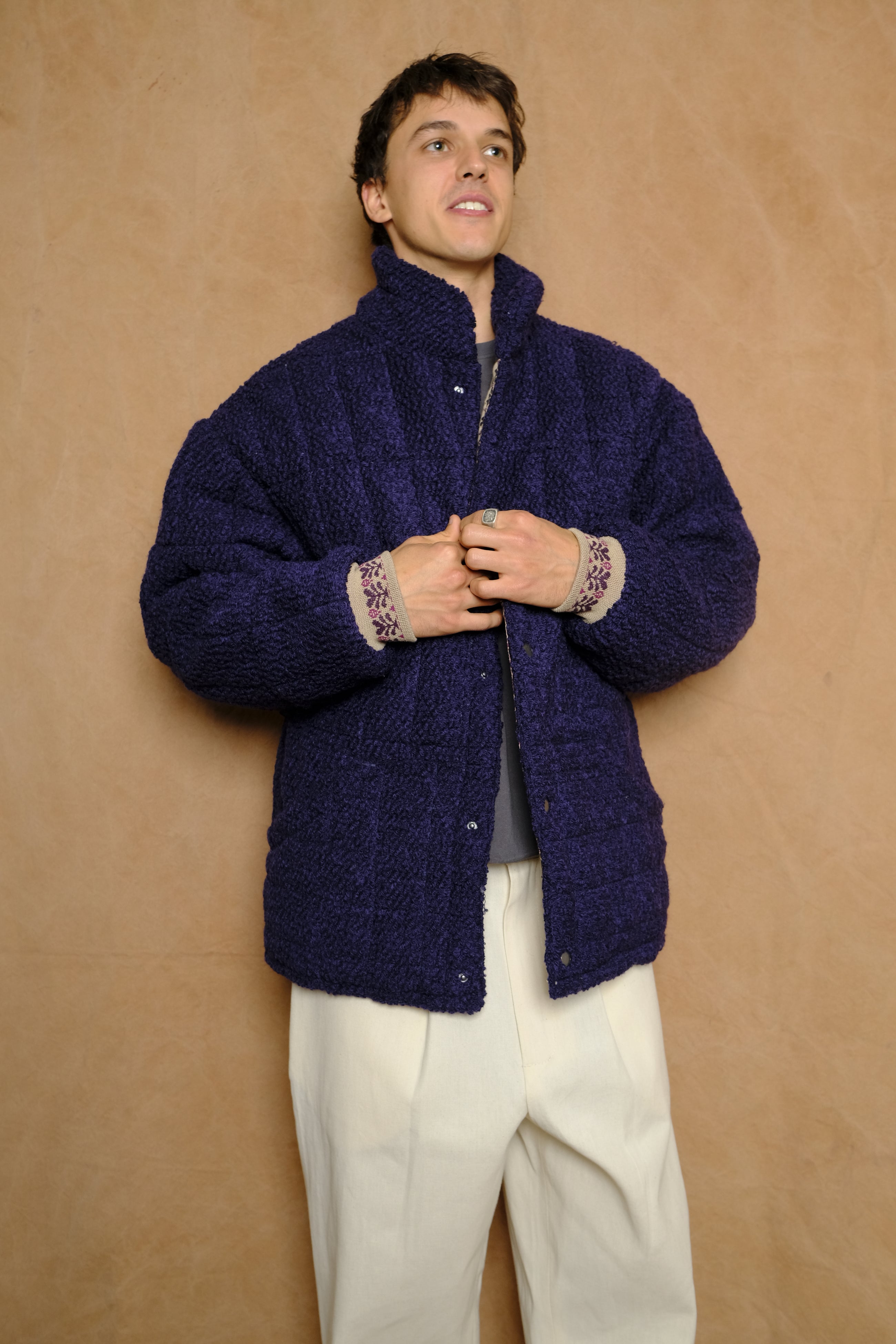 fuzzy wuzzy harvest moon jacket in navy