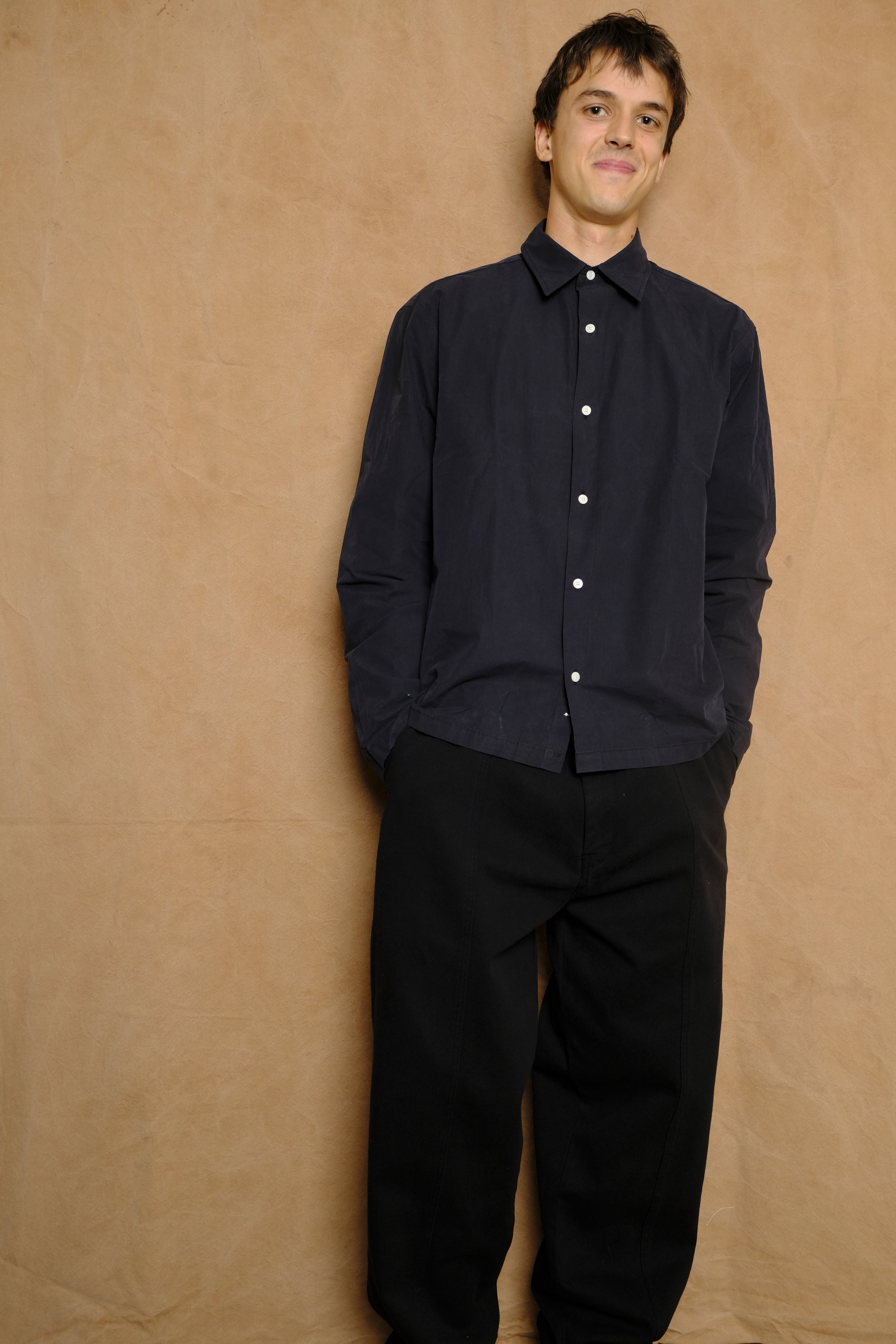 box shirt in black poplin
