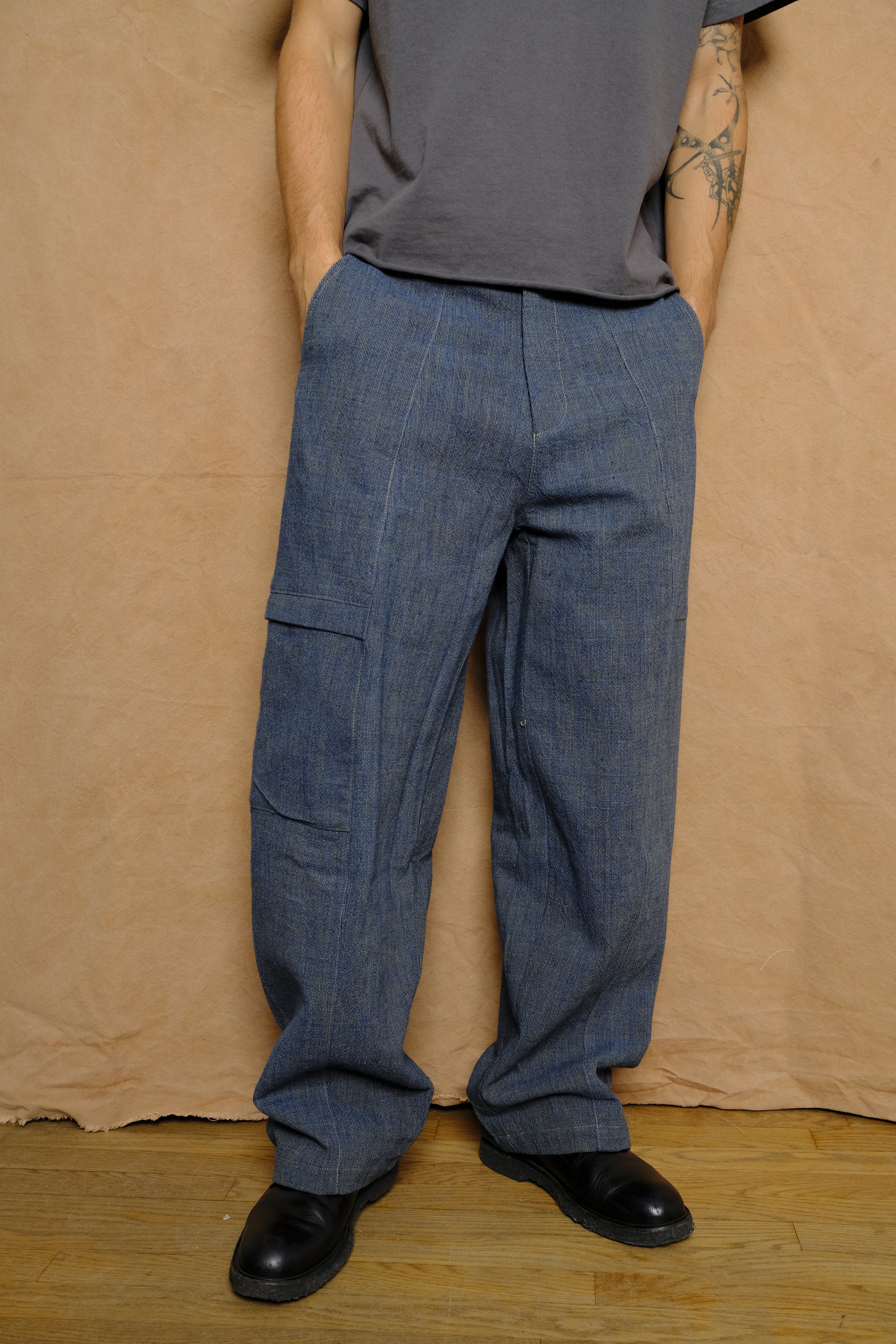 tae pant in shimo-furi dungaree