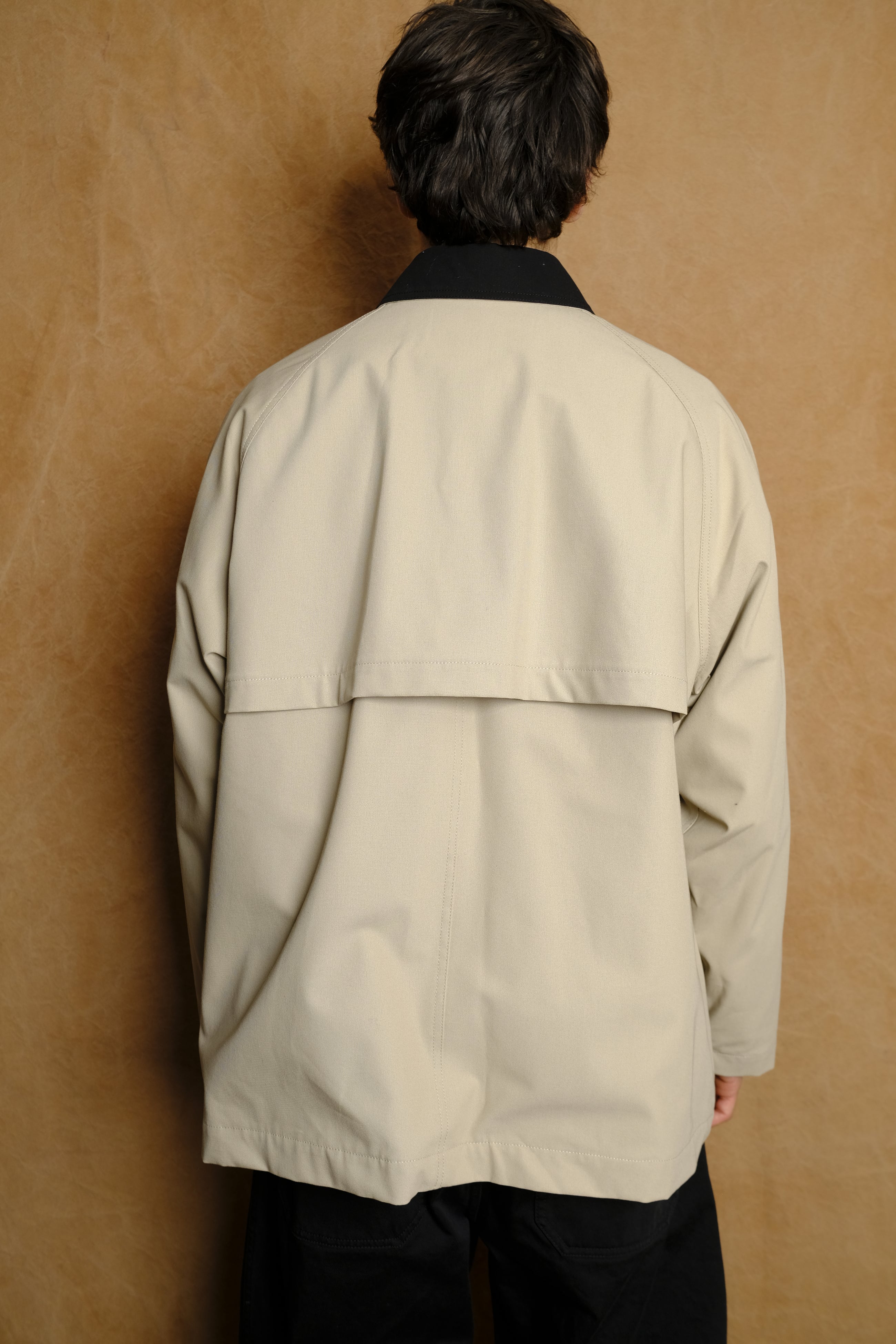 cotton canvas coverall jacket in beige