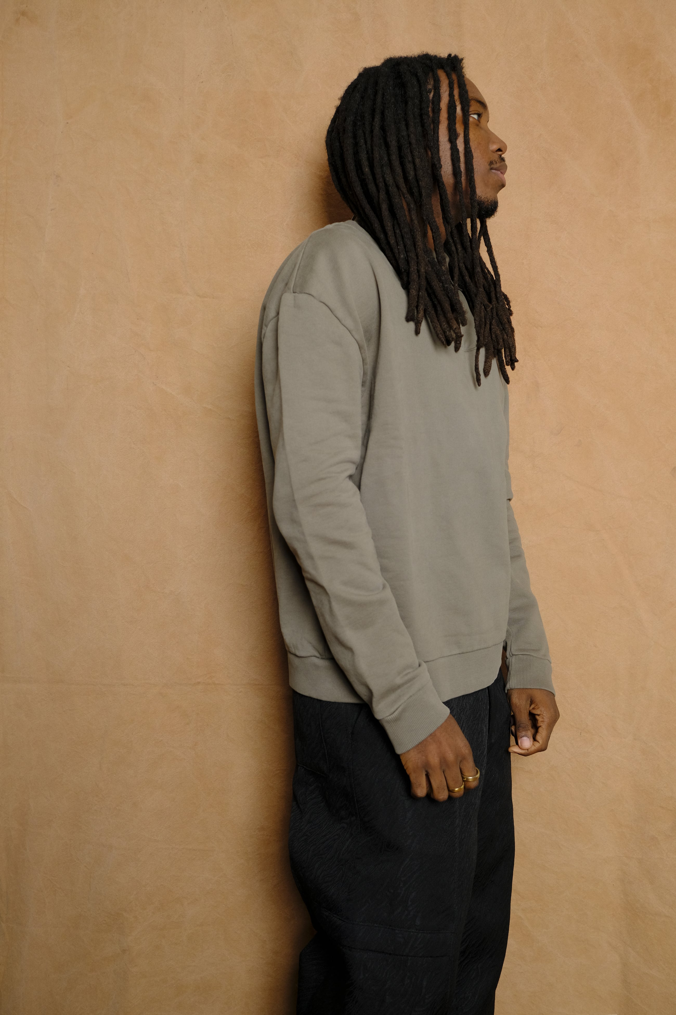 polo sweatshirt in washed taupe
