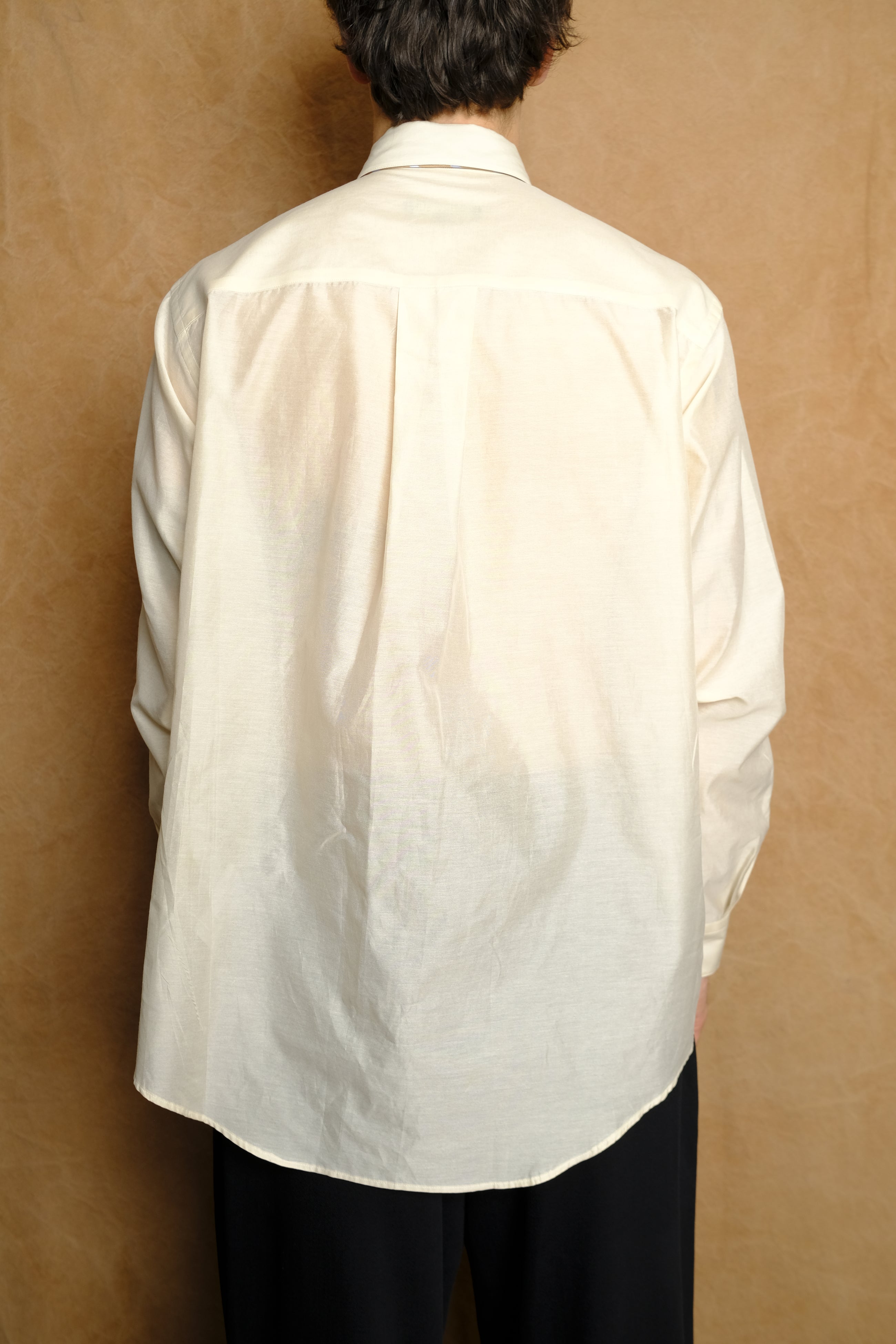 tie nest long sleeve shirt in beige cotton silk