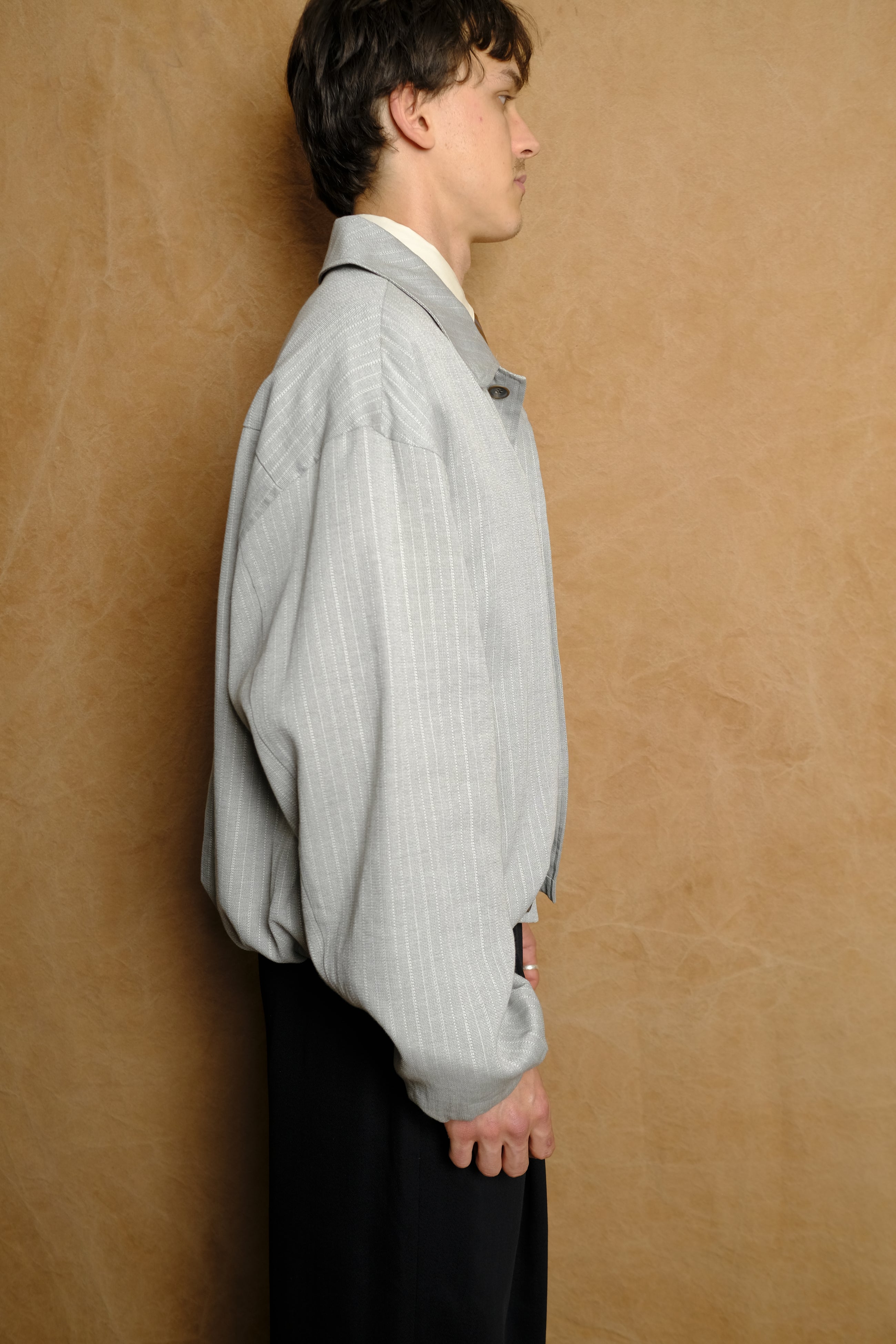 bubble hem blouson in light grey