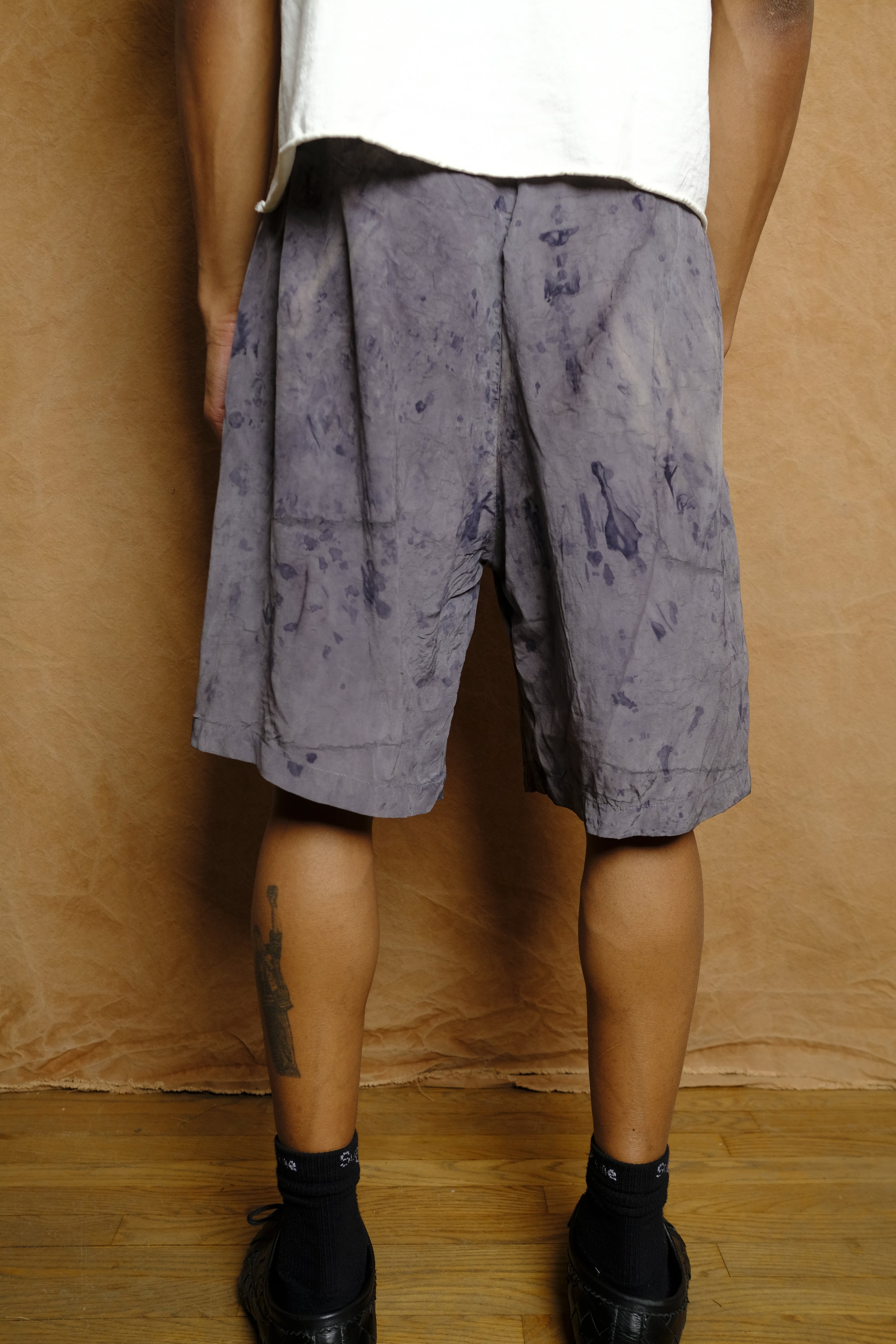 drawstring shorts in dyed silk