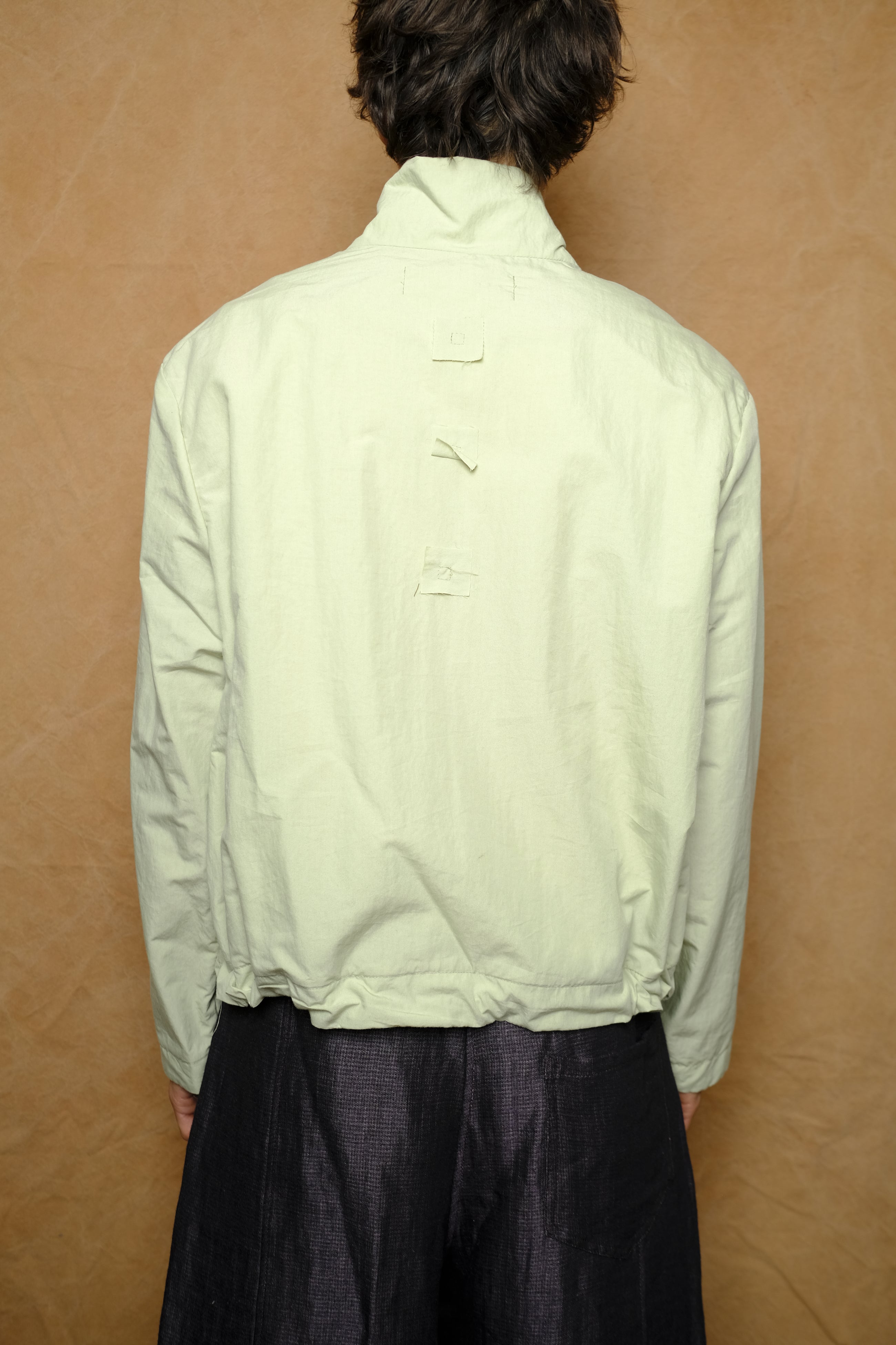 zip up jacket in sage linen