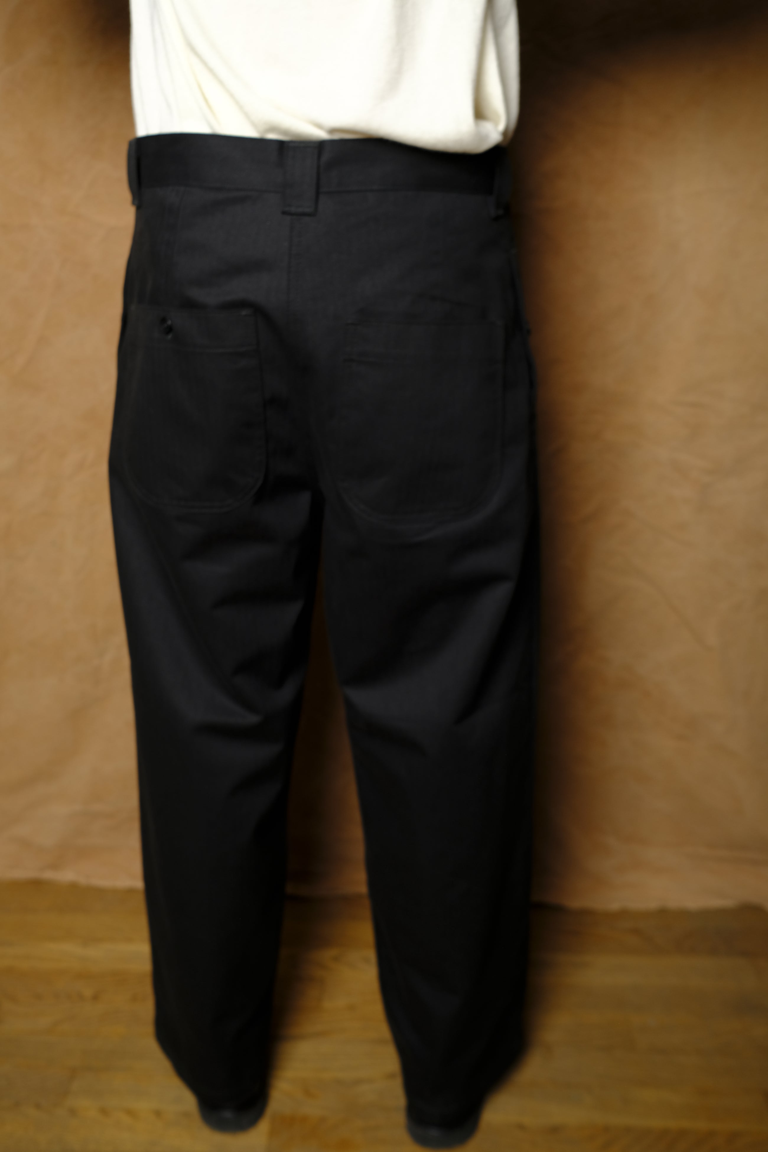 baker pant in black herringbone