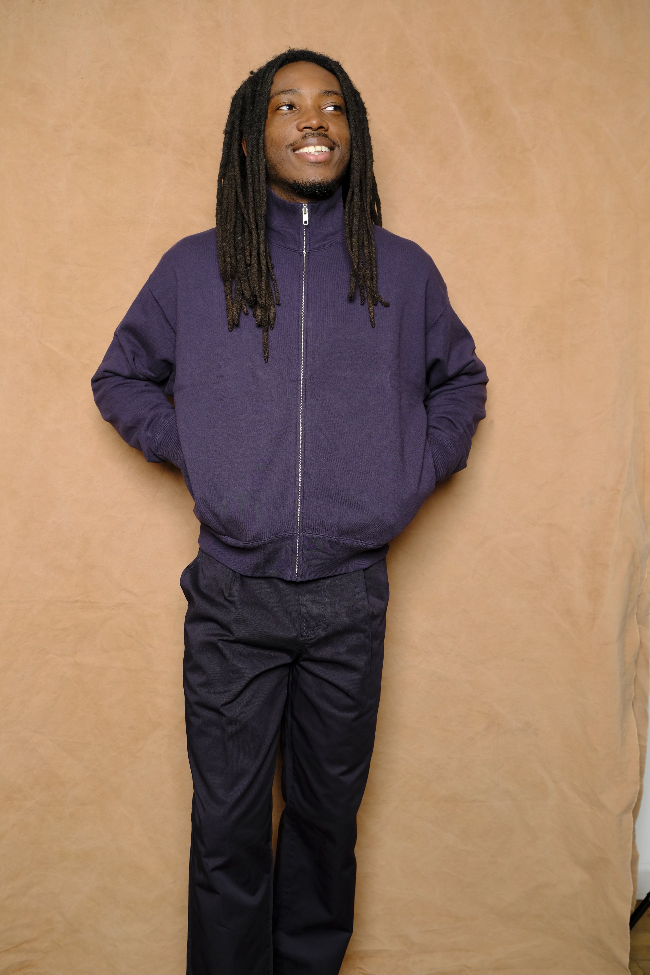 organic cotton blend heavy weight fleece in navy