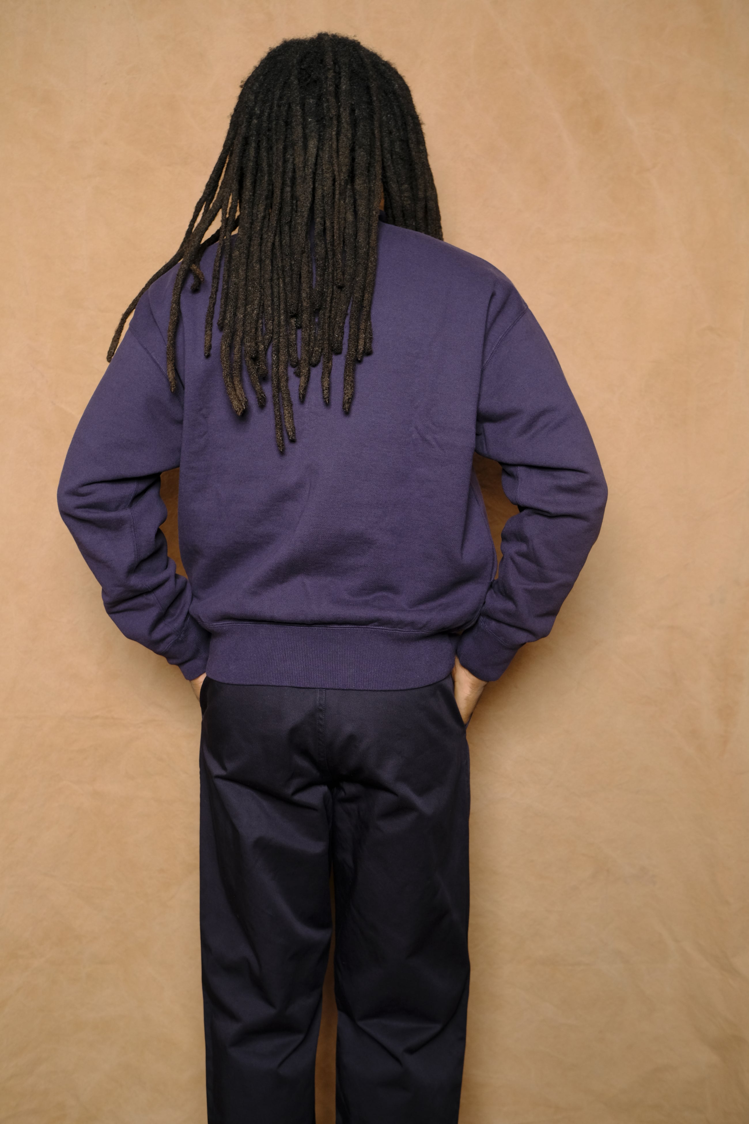 organic cotton blend heavy weight fleece in navy