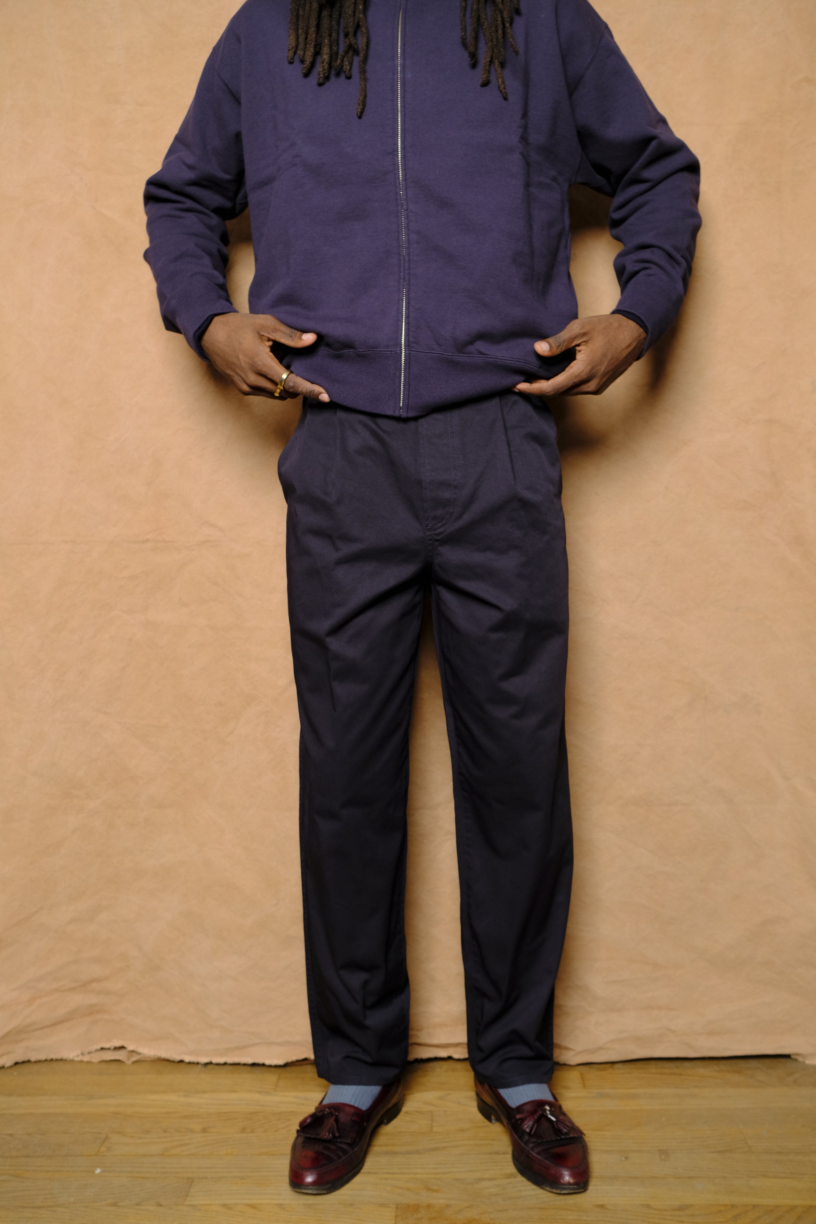 organic cotton chino belted trouser
