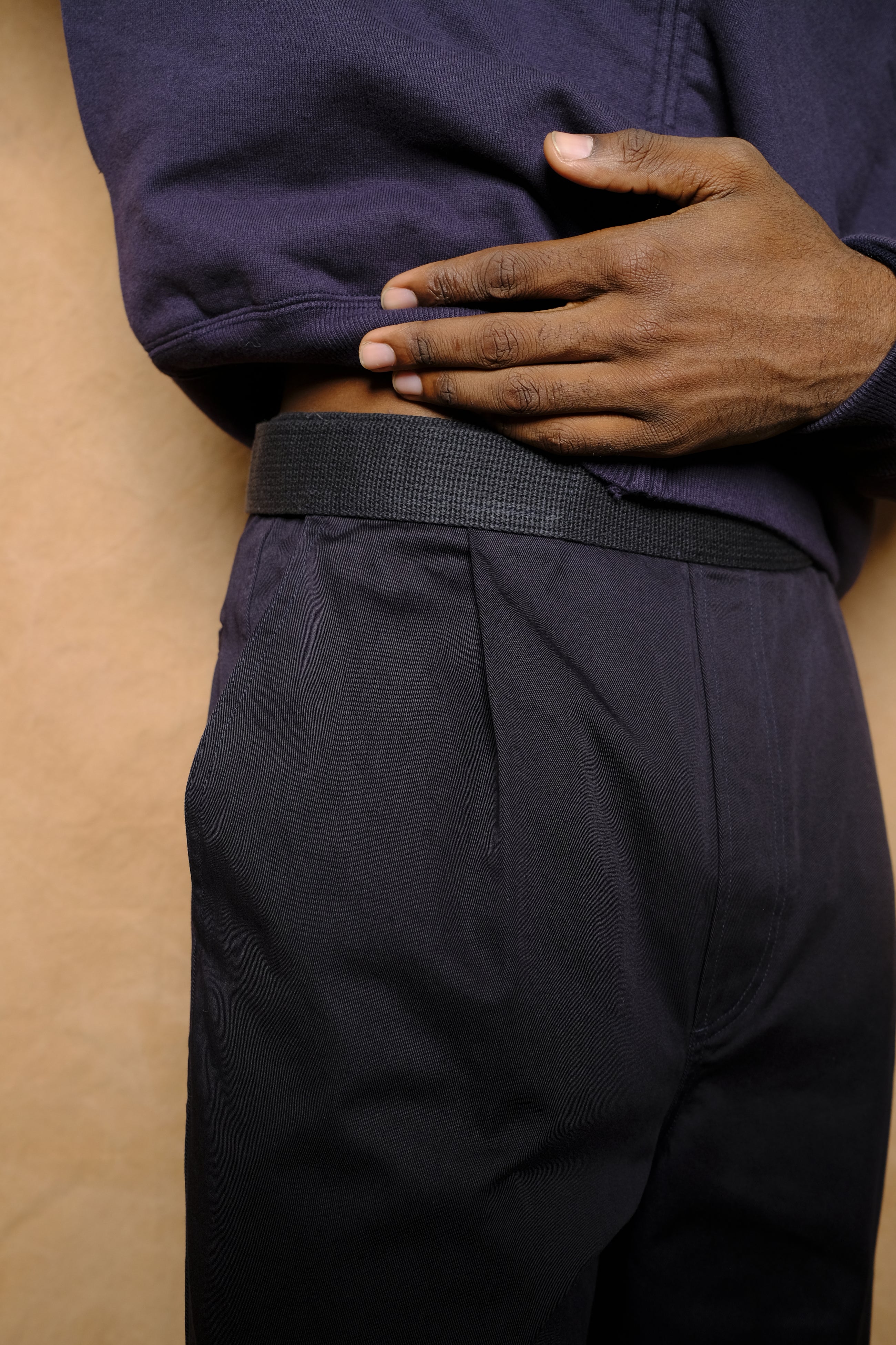 organic cotton chino belted trouser