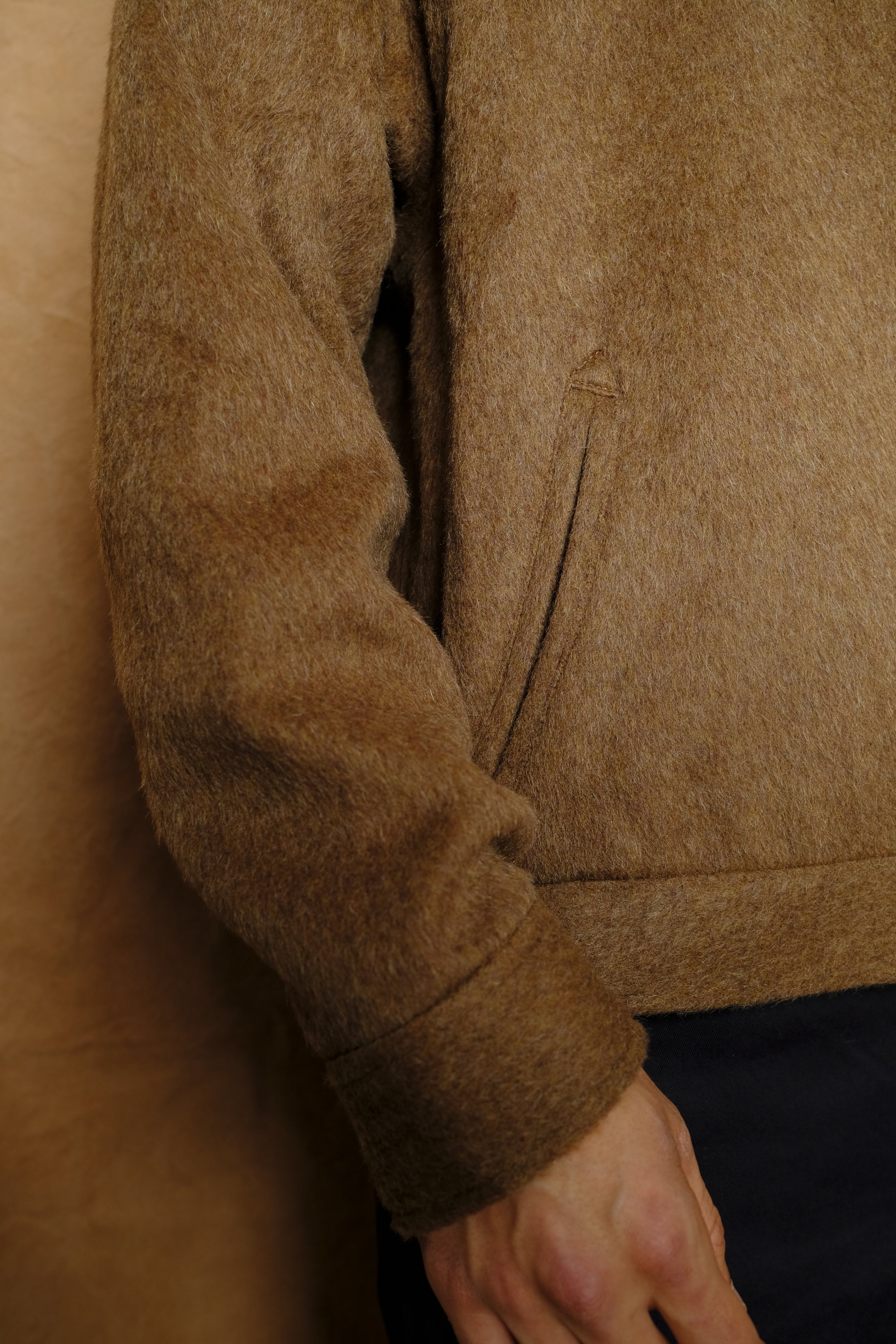 zip front jacket in mohair