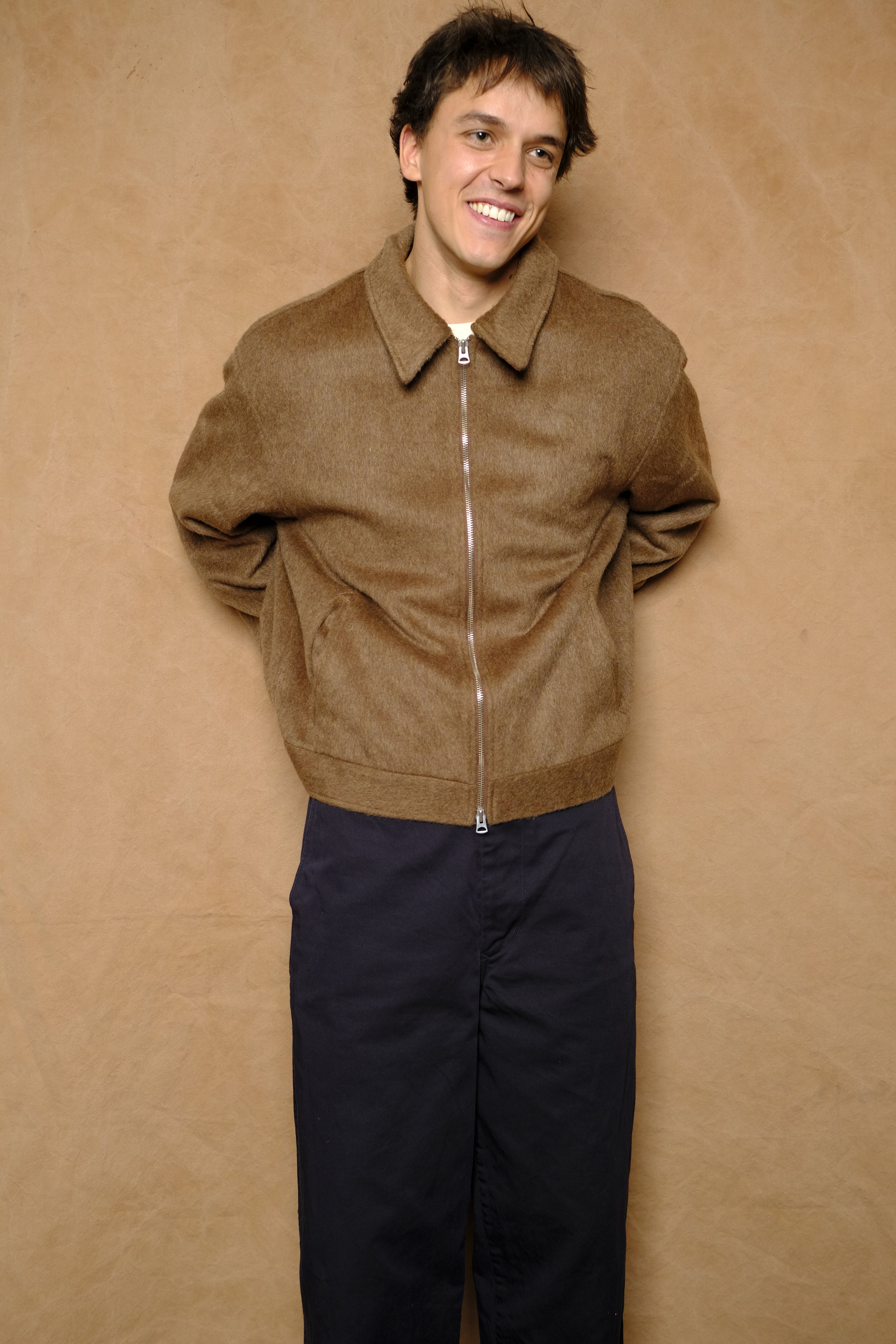 zip front jacket in mohair