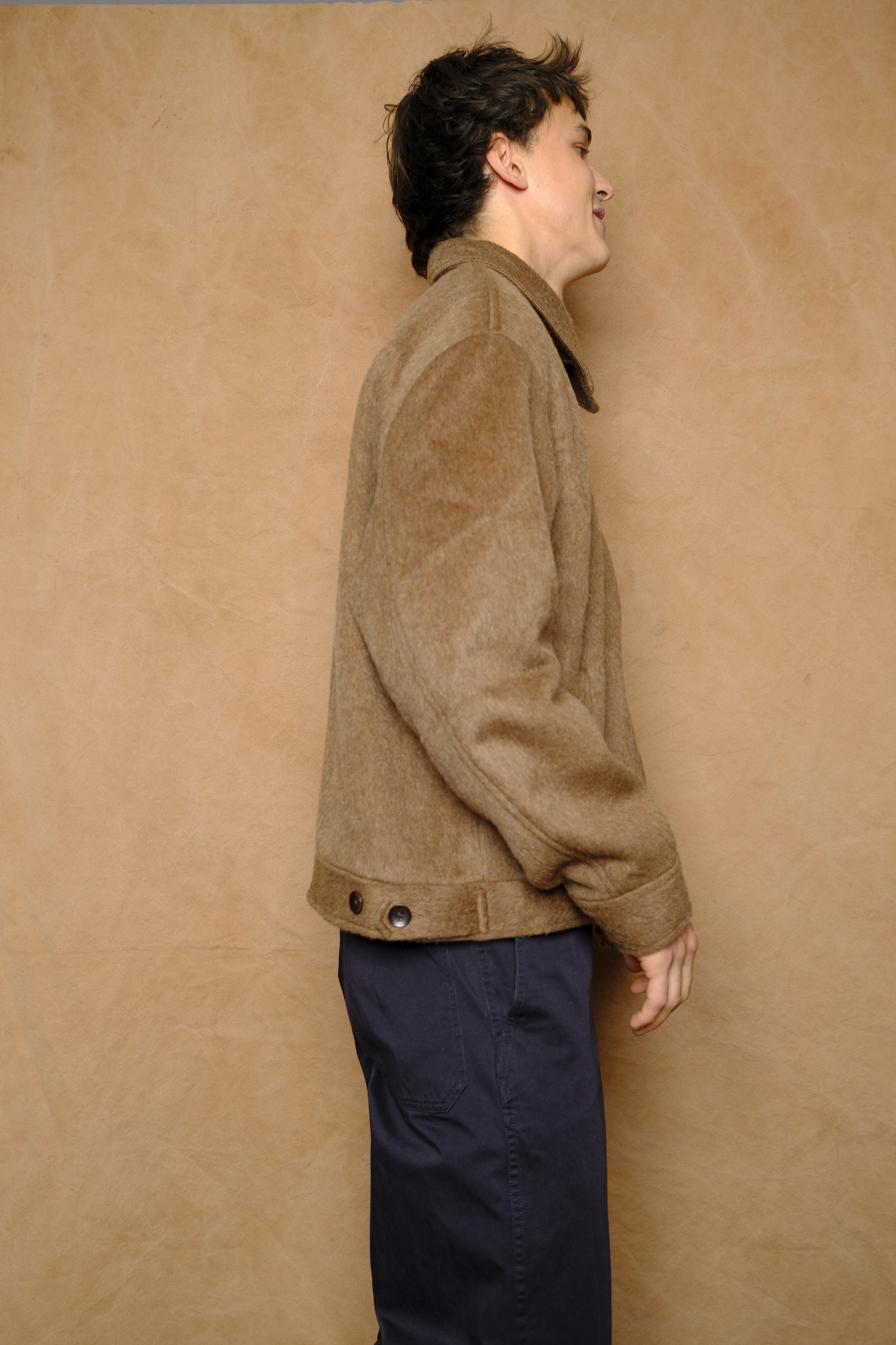 zip front jacket in mohair