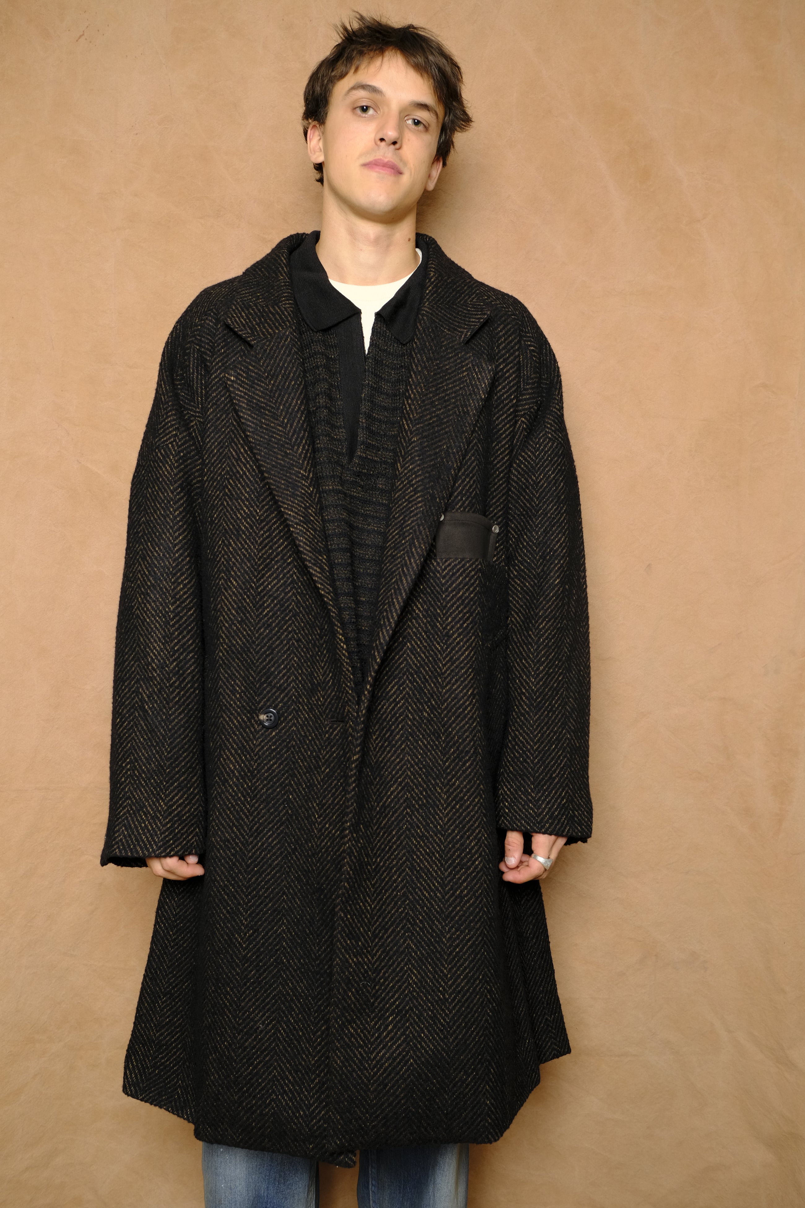 chester coat in brown/black