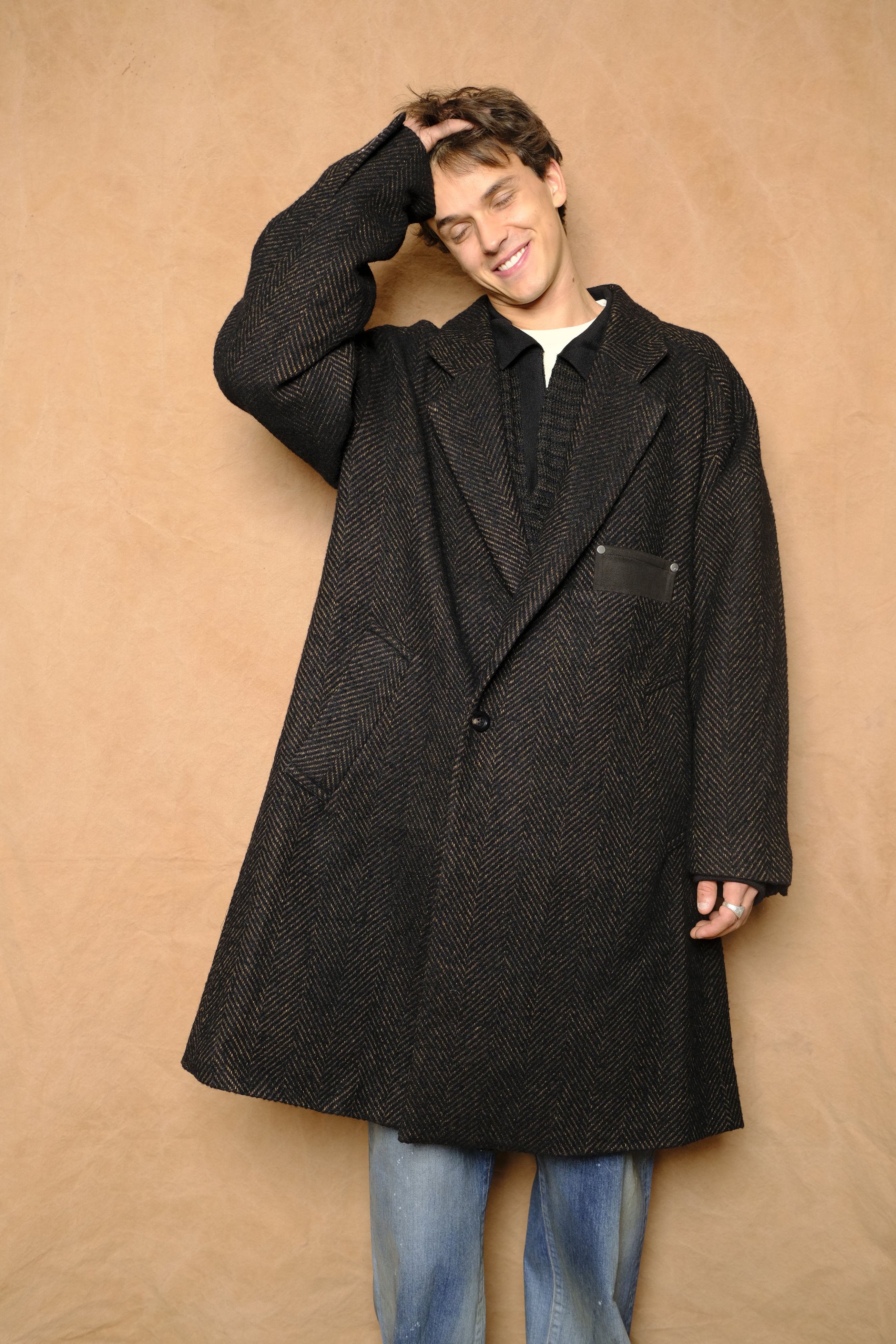 chester coat in brown/black