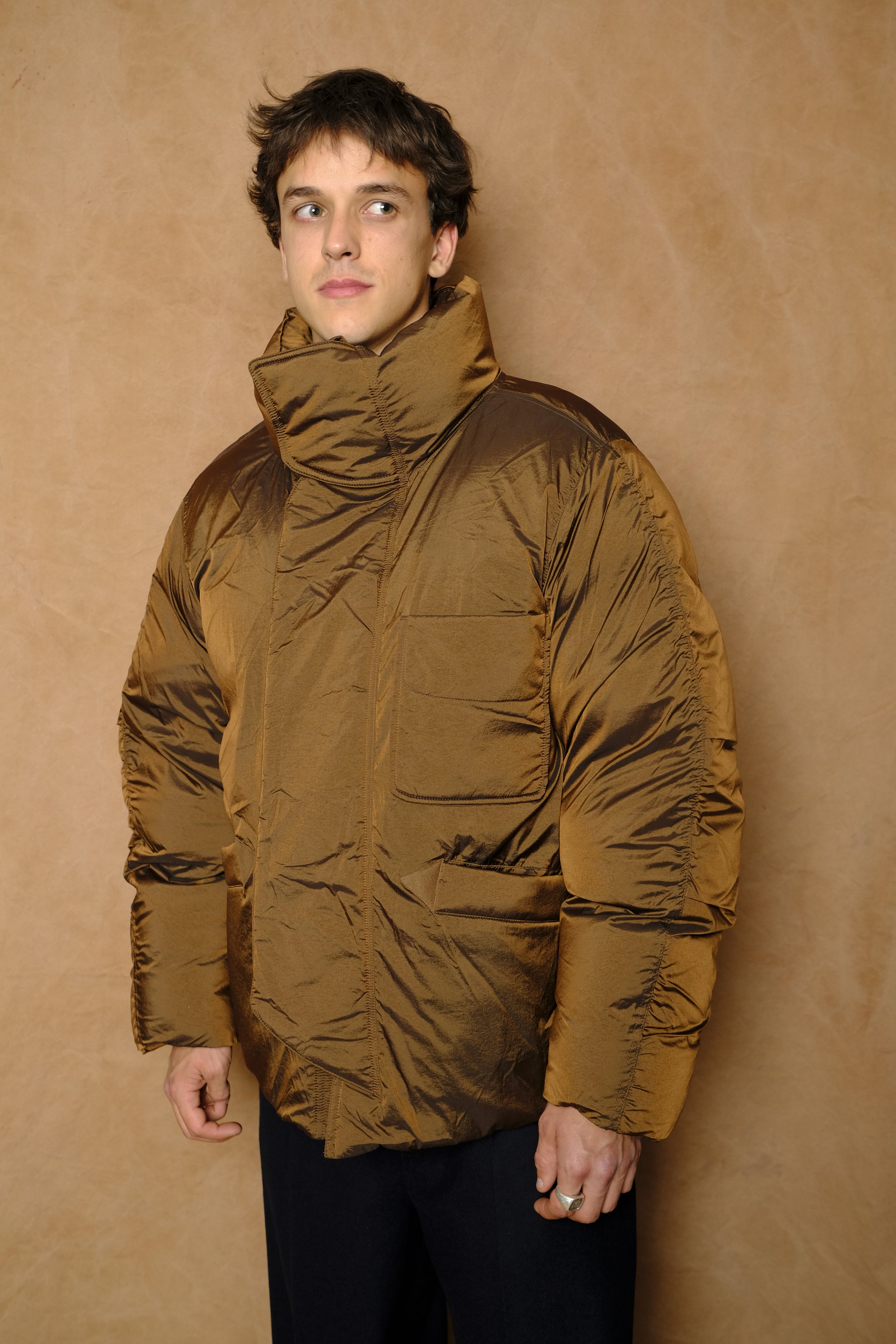 goosedown flight jacket in brown