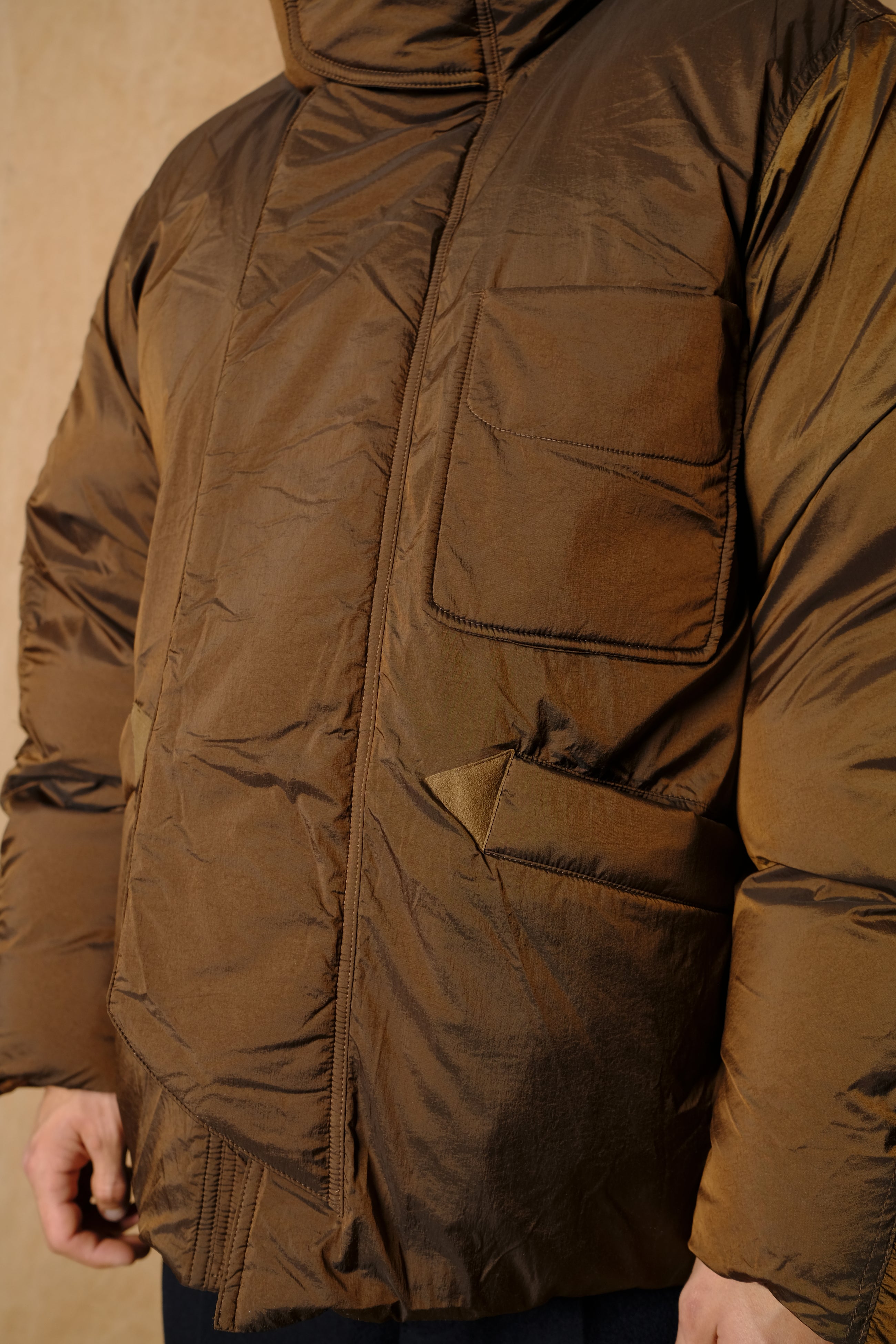 goosedown flight jacket in brown