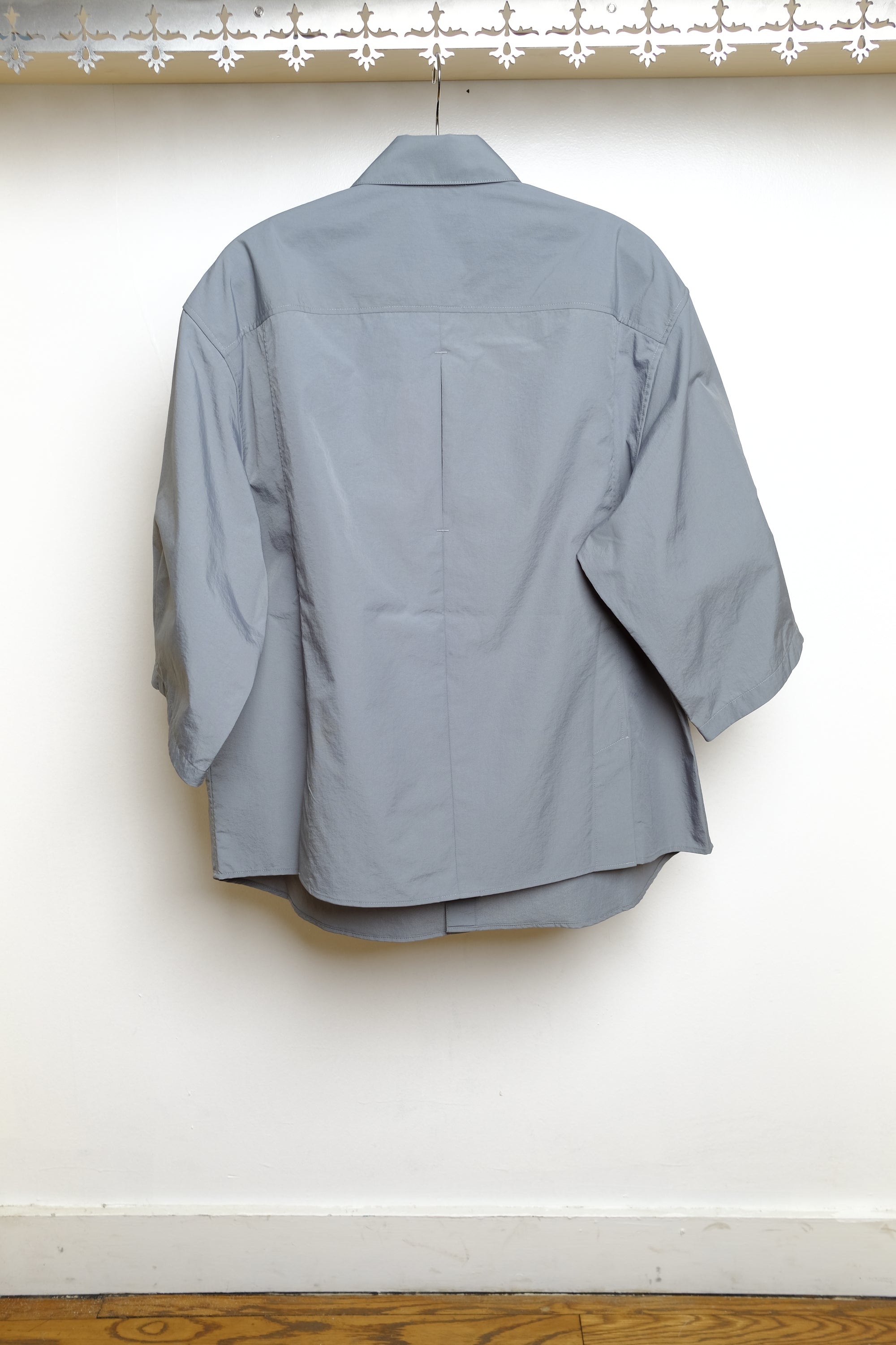 short sleeve martial shirt in silver blue