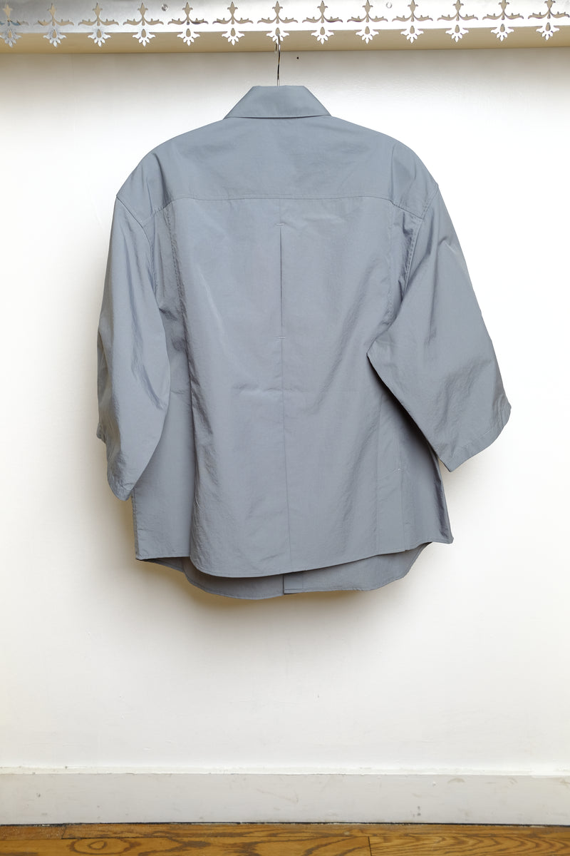 short sleeve martial shirt in silver blue