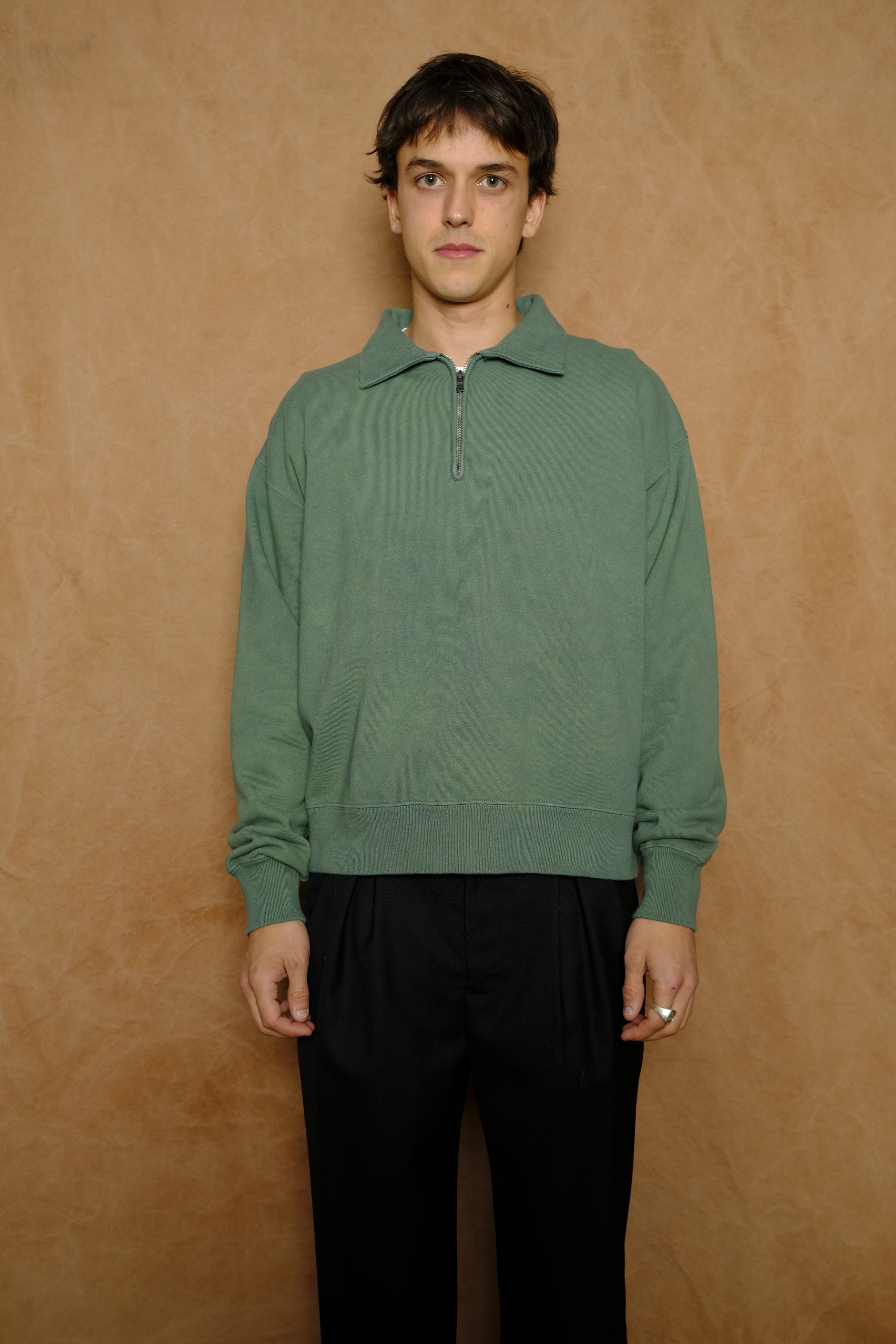 half zip sweat in green