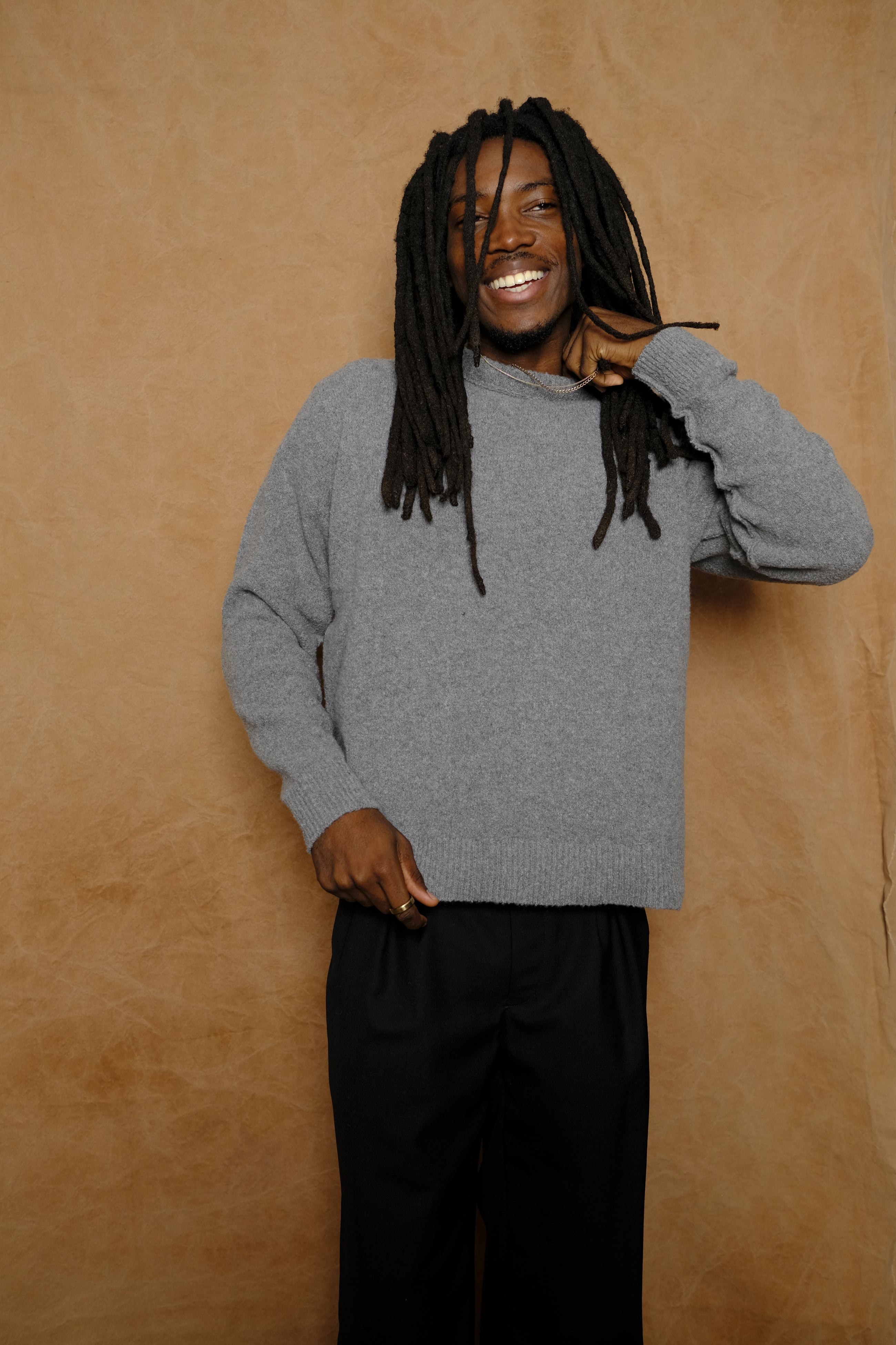 bouclé sweater in grey