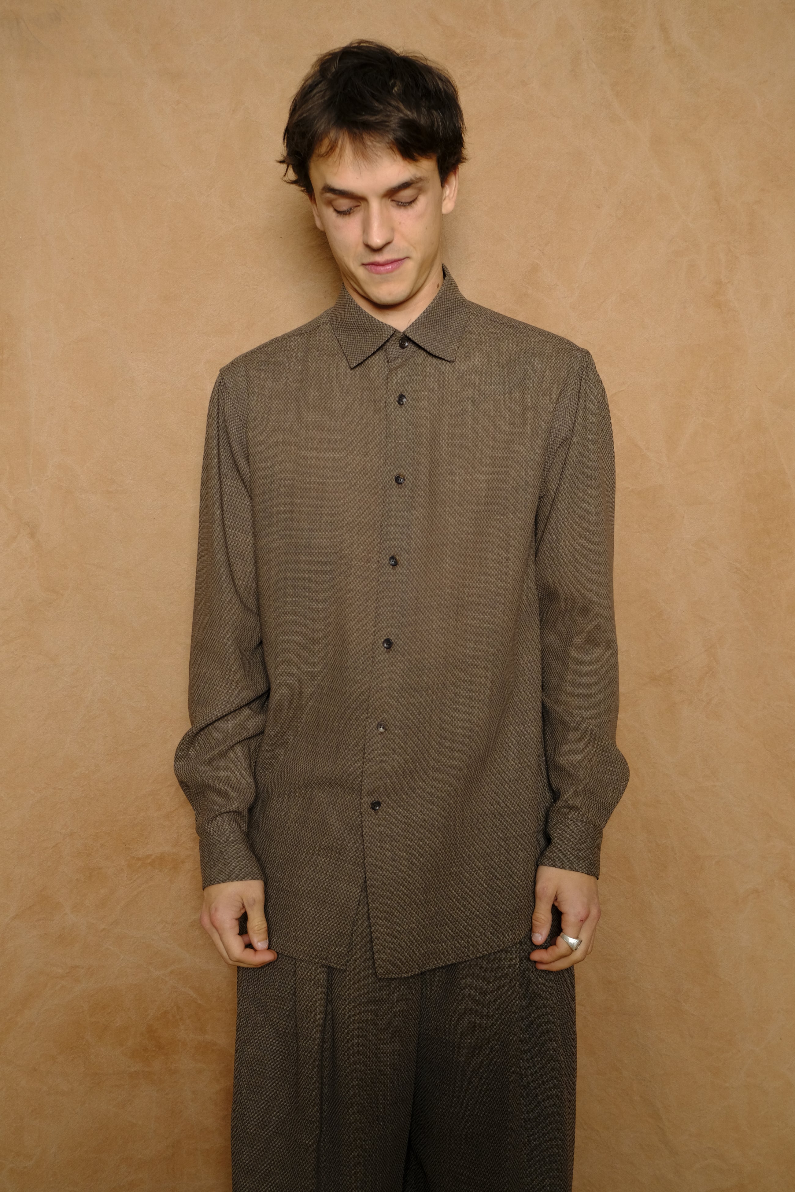 manica camicia dress shirt in brown