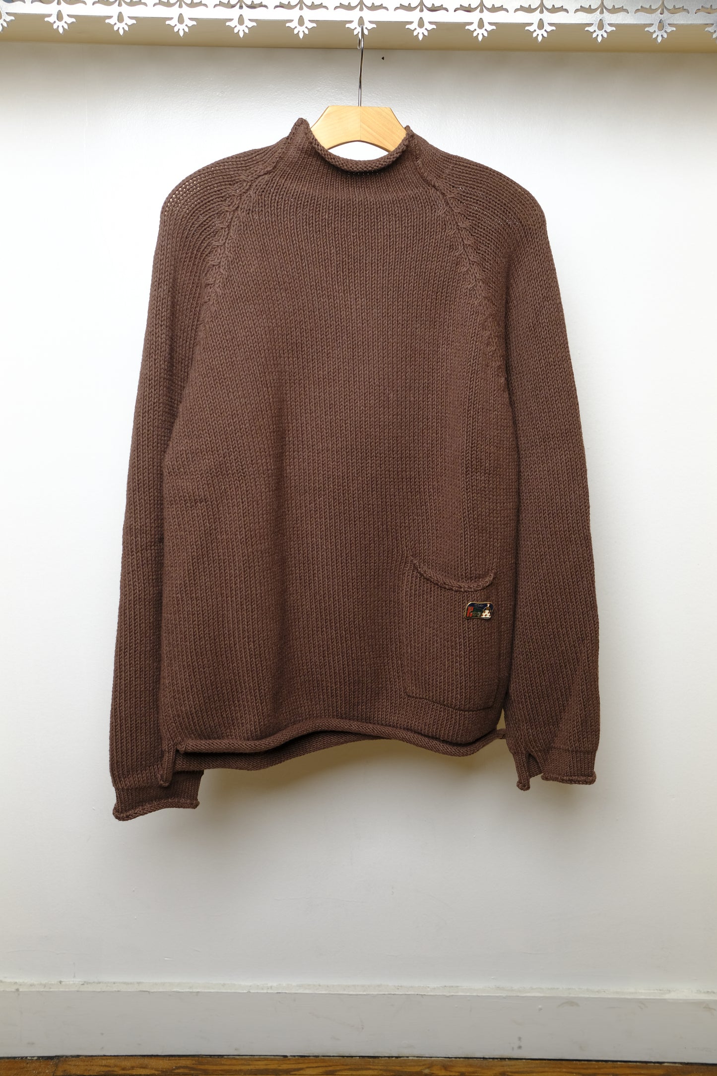 cotton fisherman sweater in brown