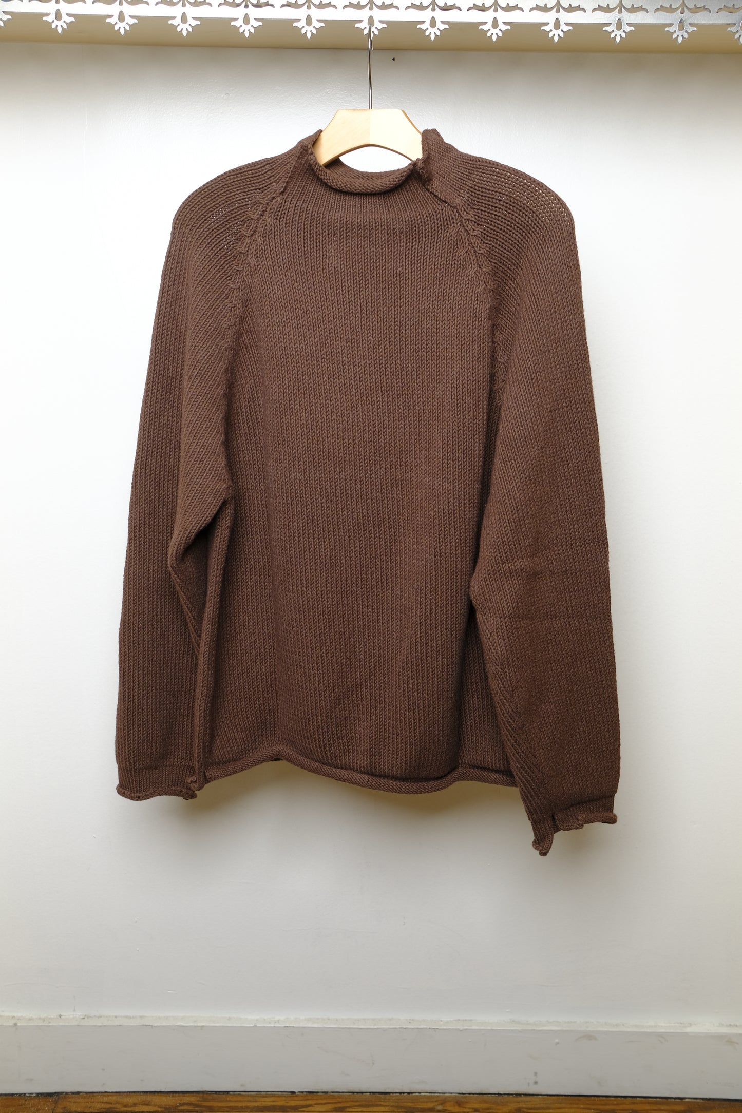 cotton fisherman sweater in brown