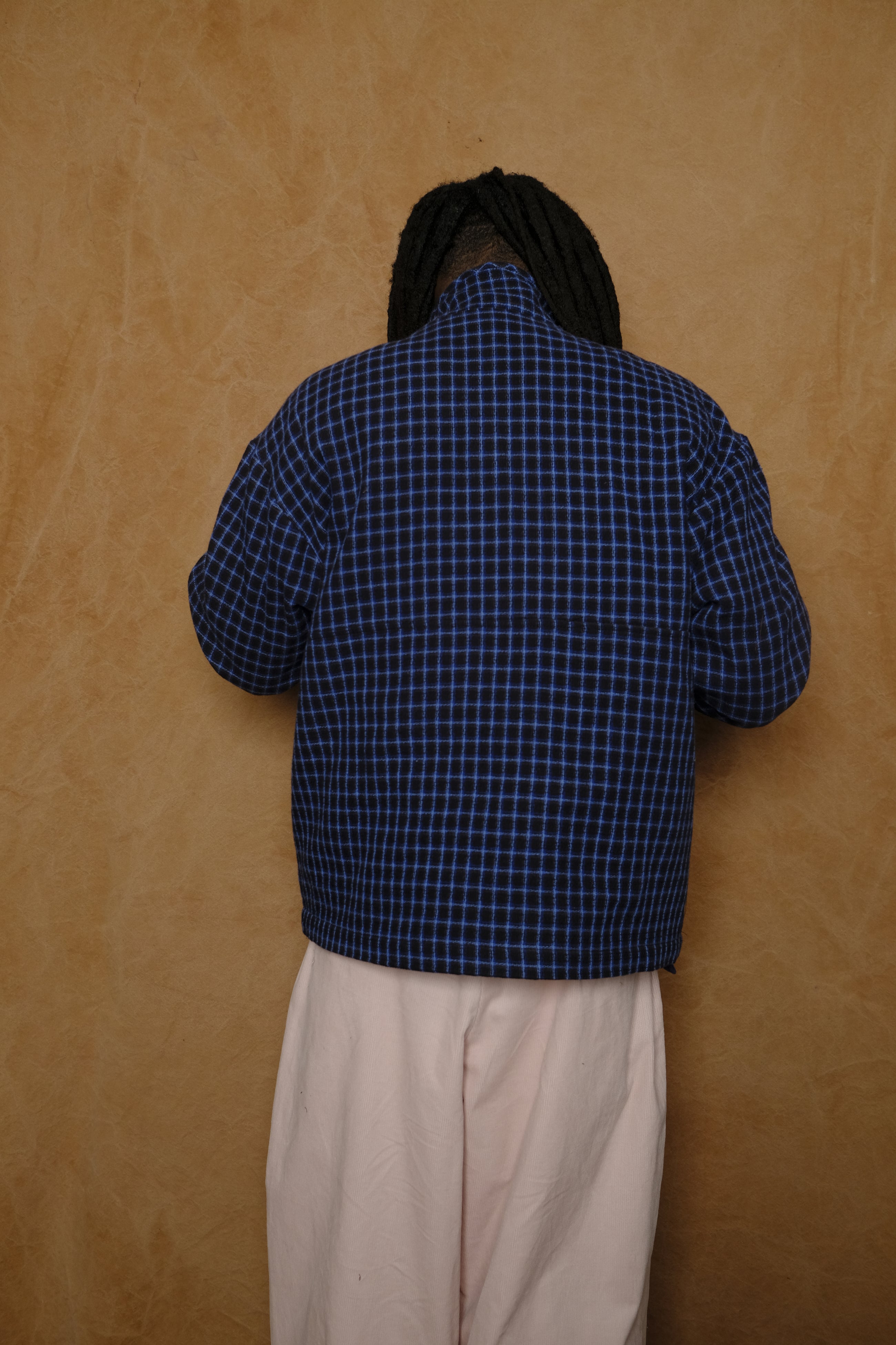 griddy half zip pullover in black / blue