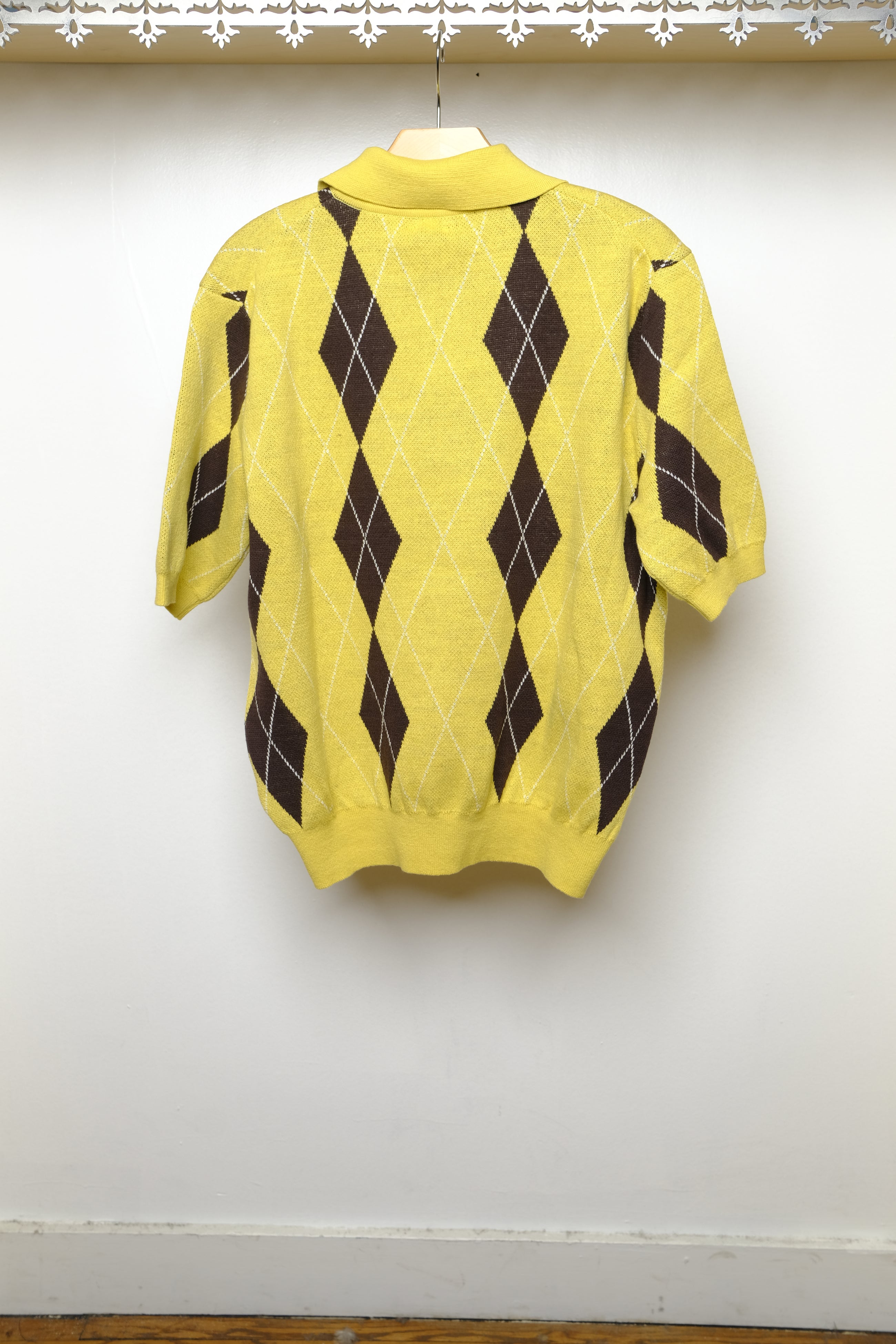 old man knit polo in yellow