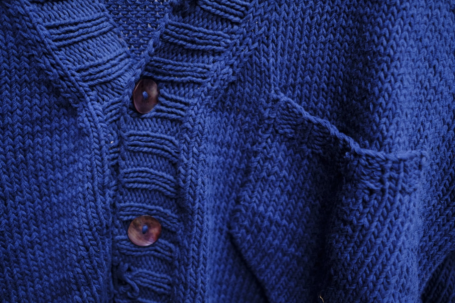 hand knit indigo cardigan