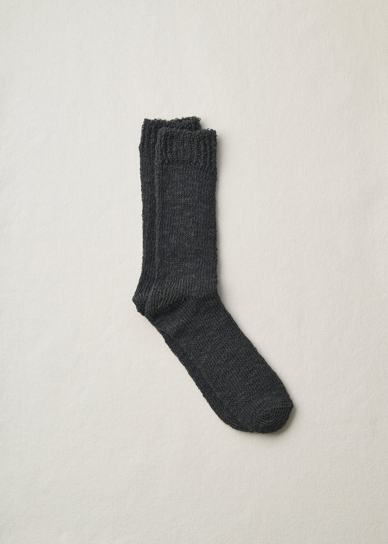 organic cotton linen low gauge socks in charcoal