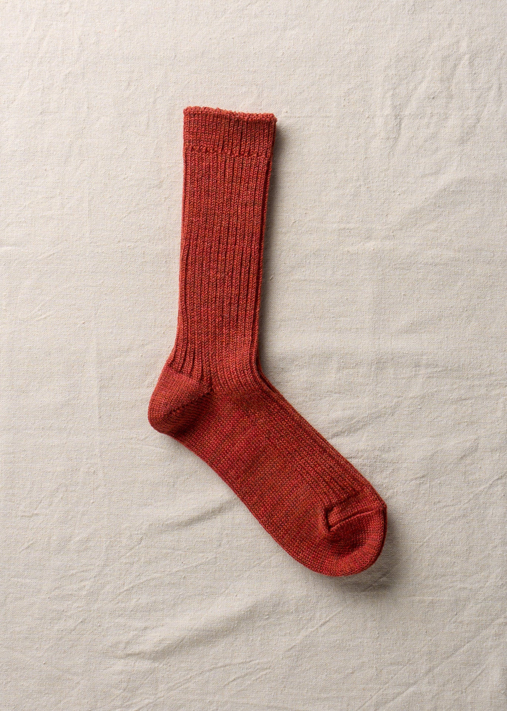 linen wool ribbed socks in brown