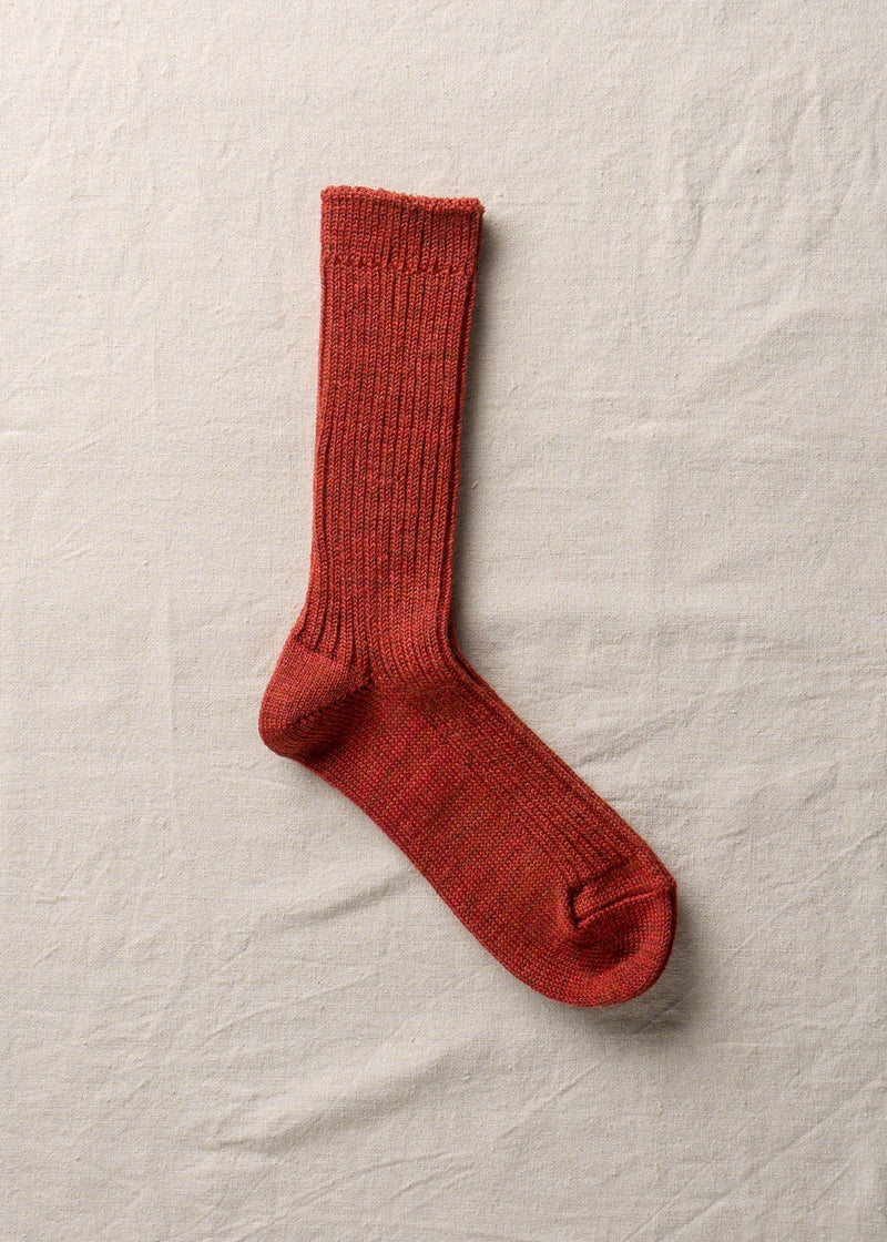 linen wool ribbed socks in brown