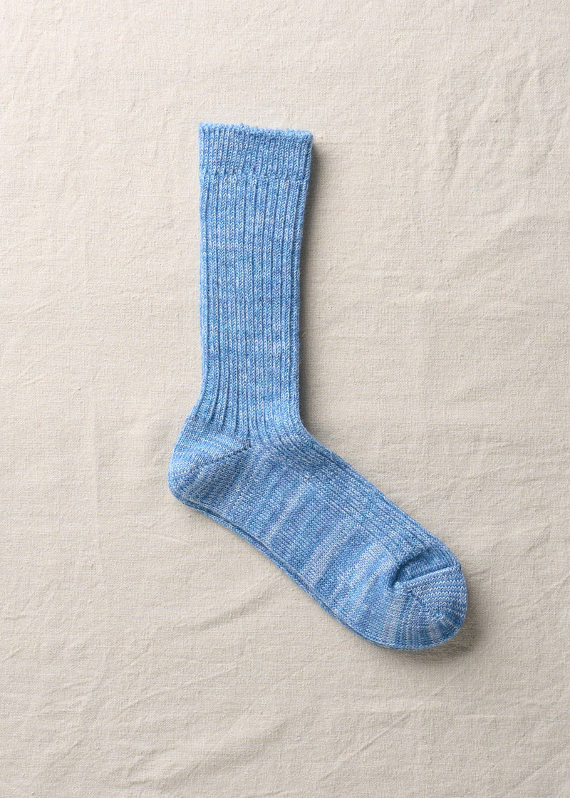 linen wool ribbed socks in light blue