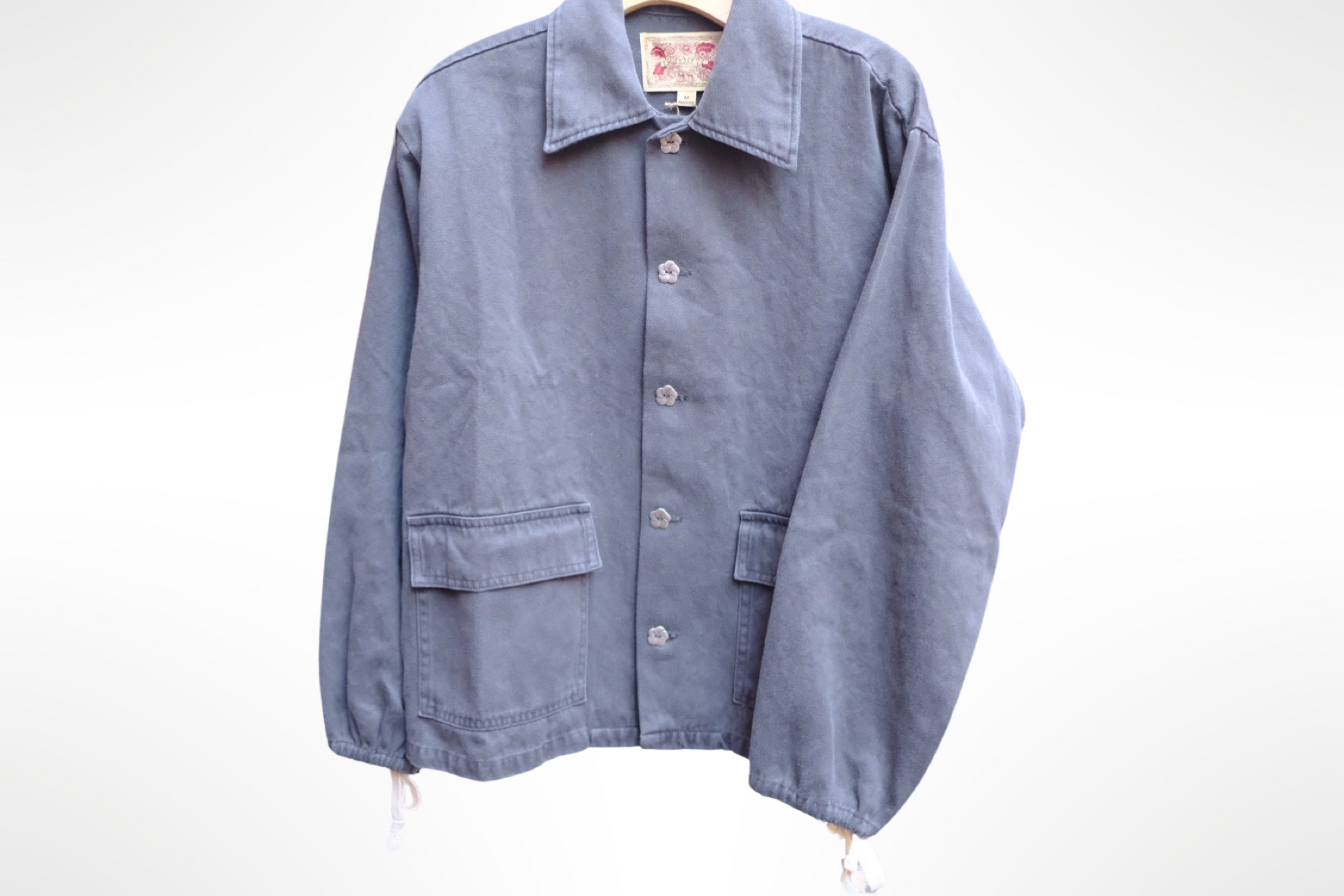 hemp twill work jacket in bluish/grey