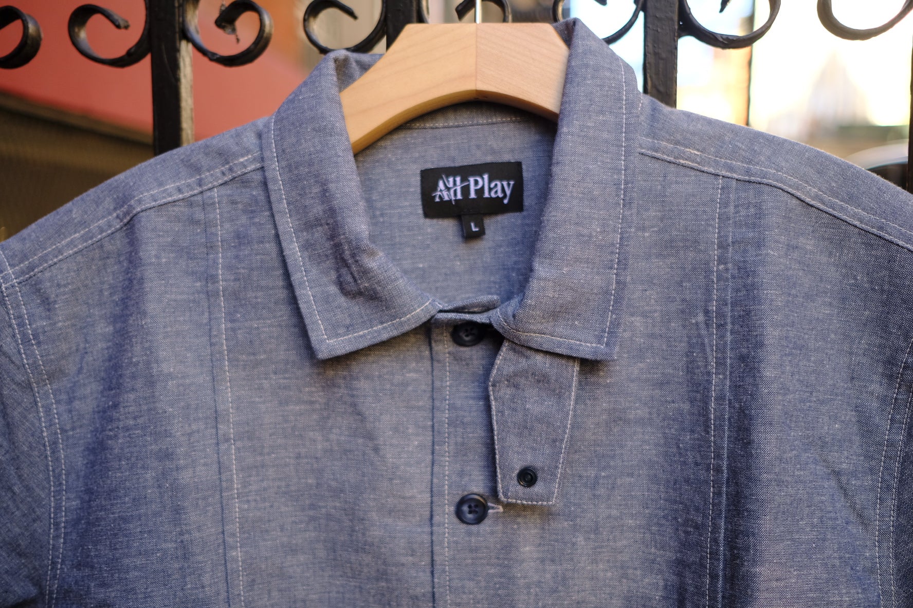chelsea camp collar shirt in chambray