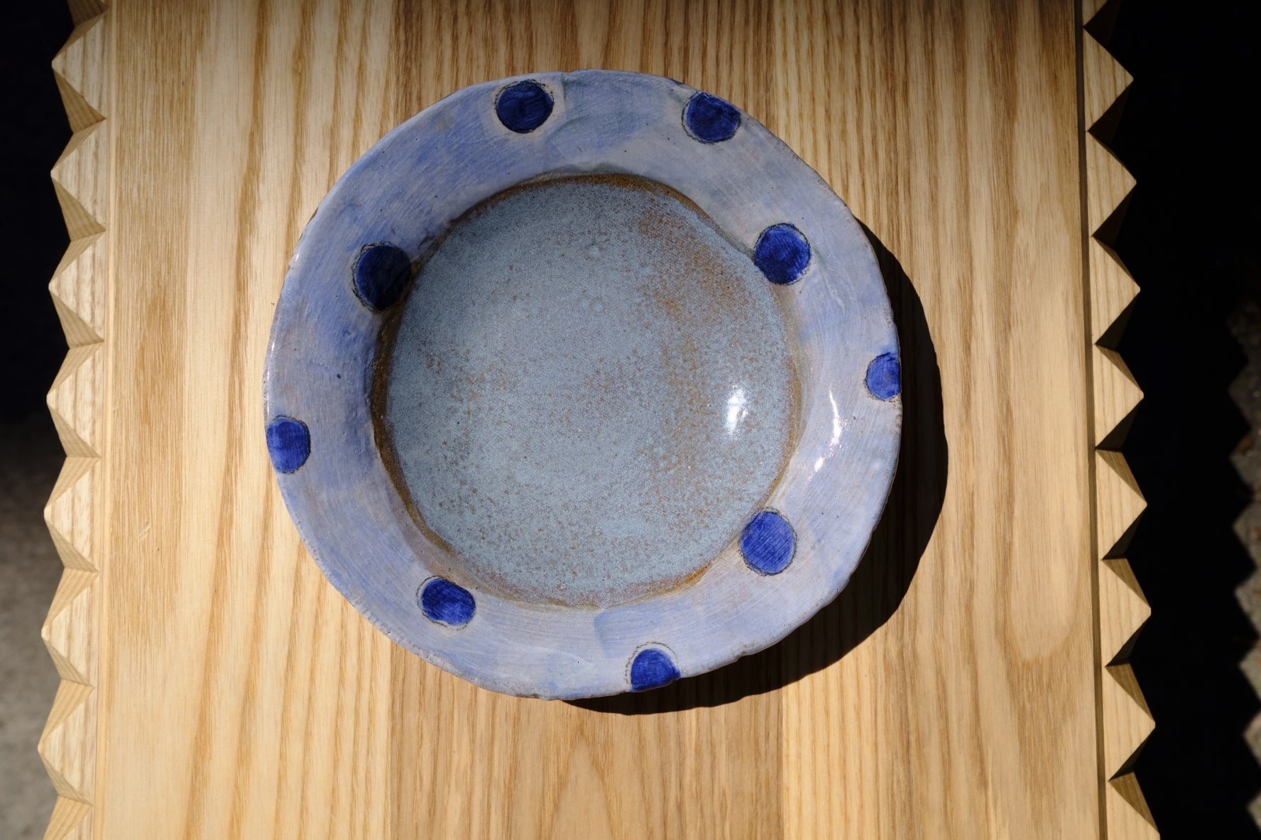 blue polka dot plate