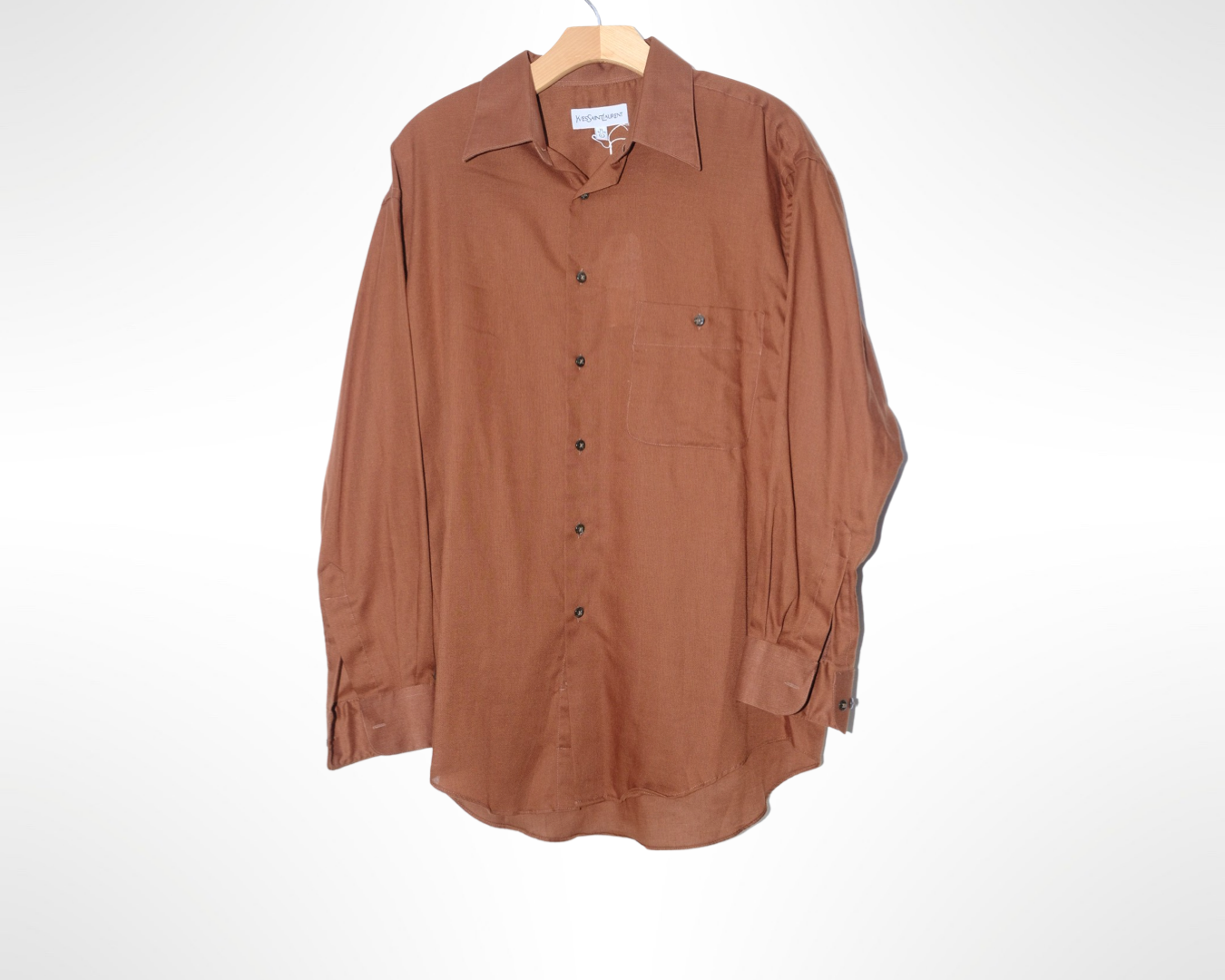ysl brown button up shirt
