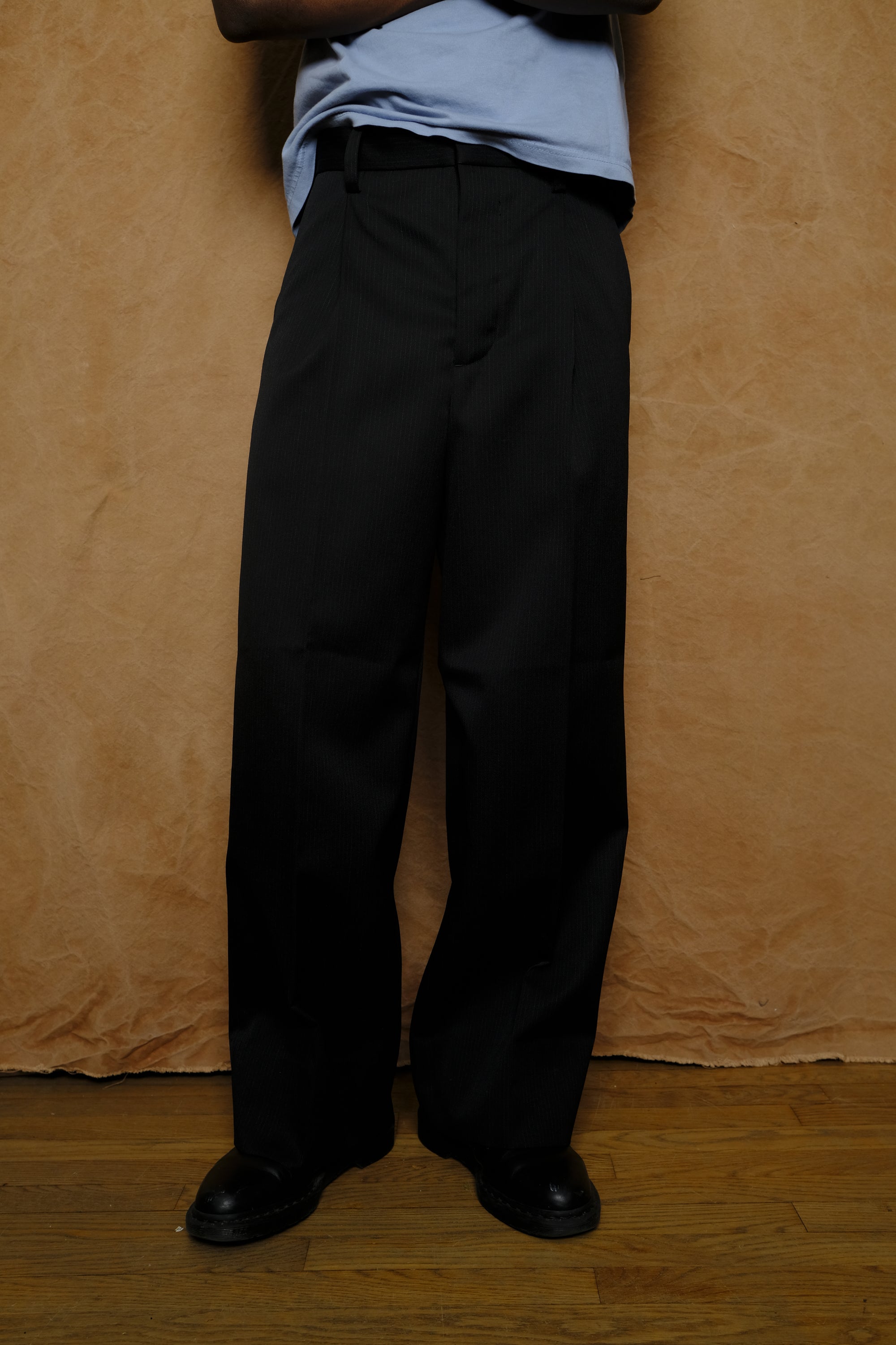 tarp wool slacks "gaba" in black stripe