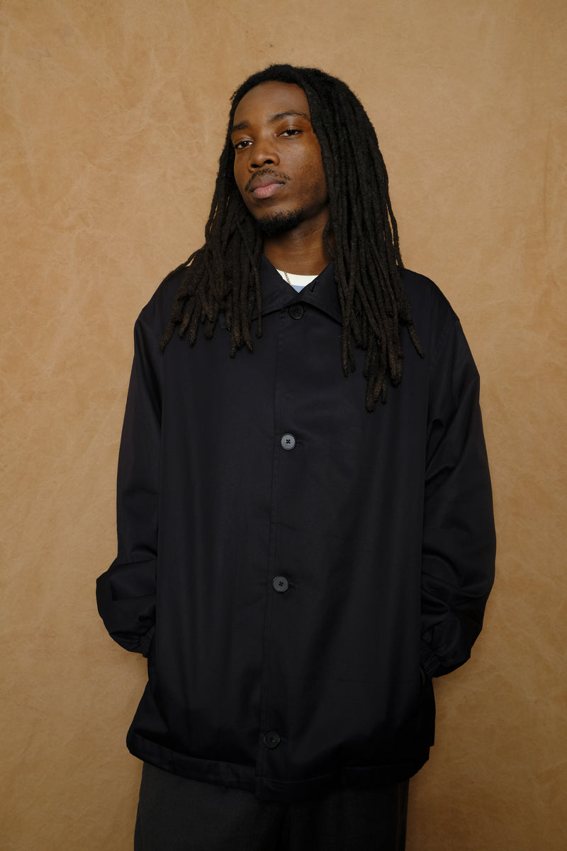 cotton gabardine blouson in dark navy